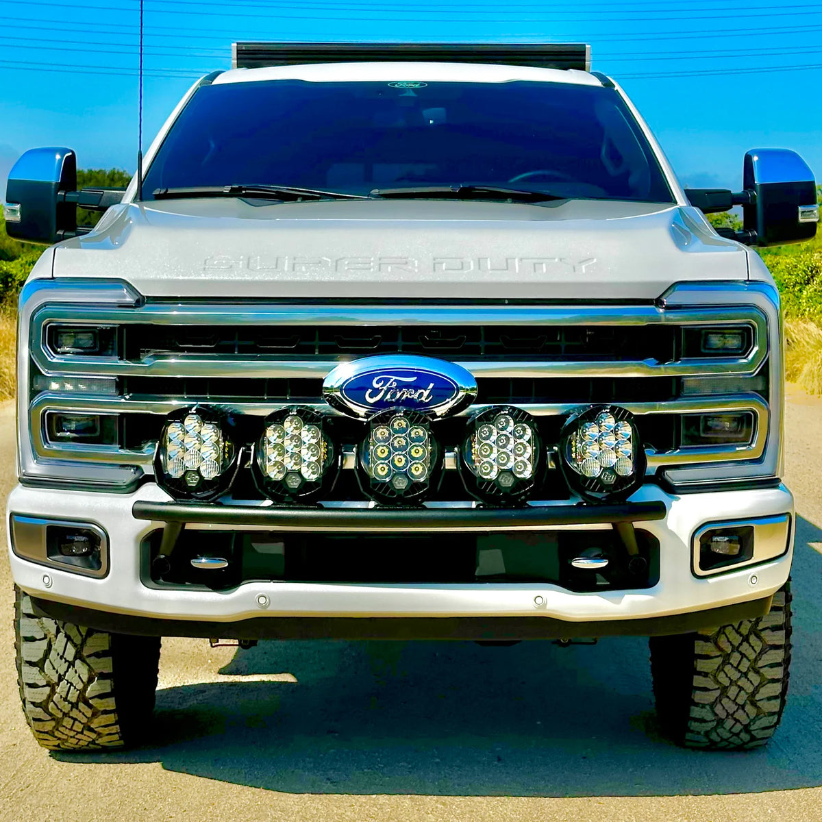 2017 - 2024 Ford Super Duty Light Mount - "The Classic" Trophy Truck Style featuring 5 Round Off-Road Light Tabs - Apollo Off-Road