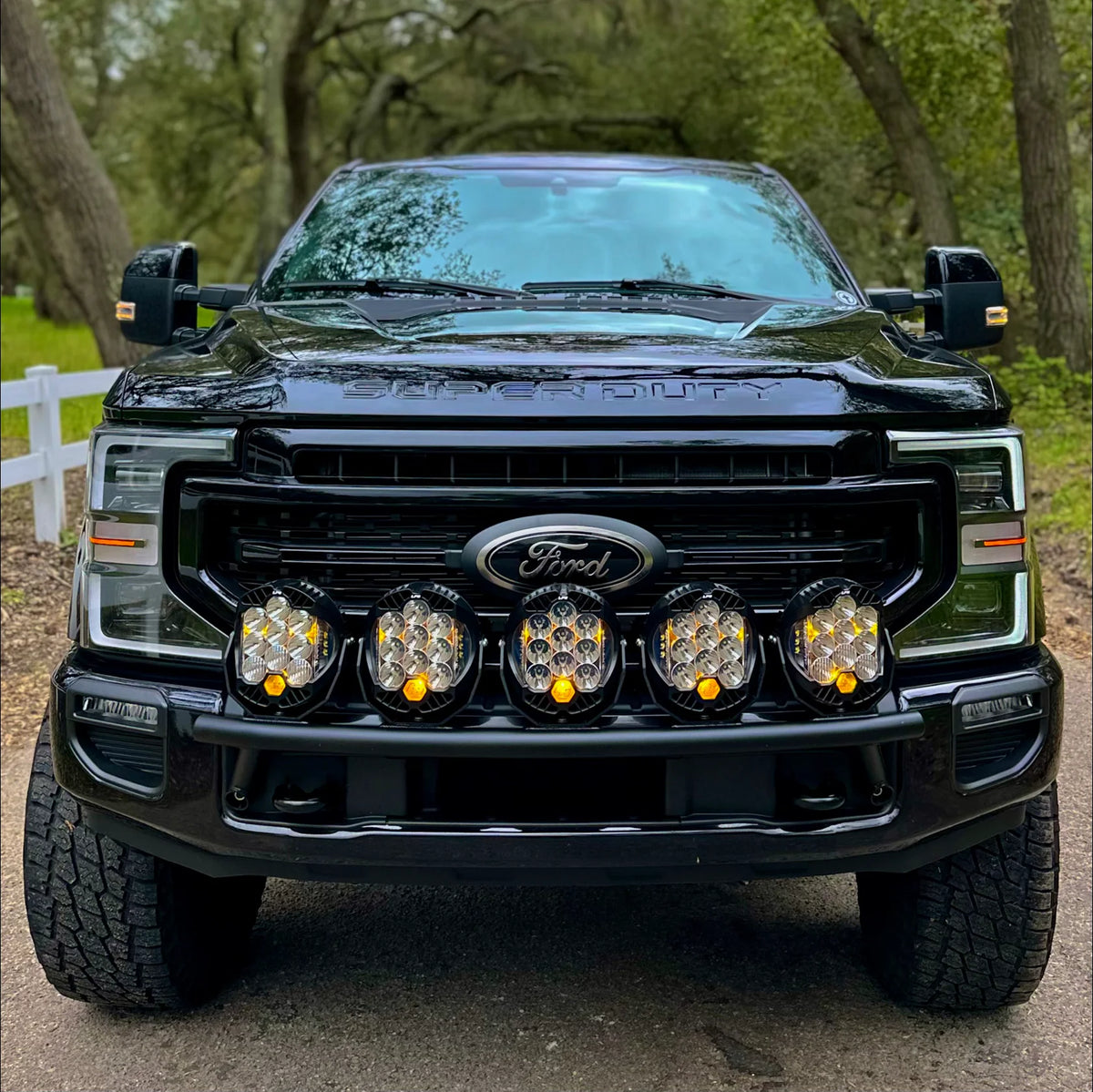 2017 - 2024 Ford Super Duty Light Mount - "The Classic" Trophy Truck Style featuring 5 Round Off-Road Light Tabs - Apollo Off-Road