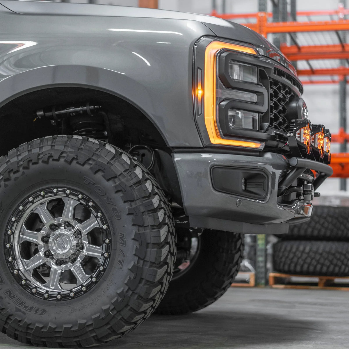 2017 - 2024 Ford Super Duty Light Mount - "The Classic" Trophy Truck Style featuring 5 Round Off-Road Light Tabs - Apollo Off-Road