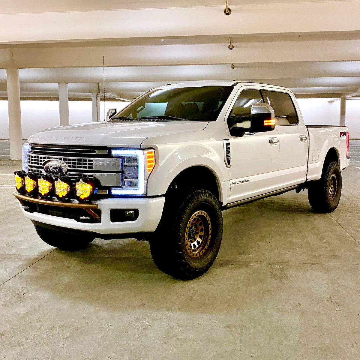 2017 - 2024 Ford Super Duty Light Mount - "The Classic" Trophy Truck Style featuring 5 Round Off-Road Light Tabs - Apollo Off-Road