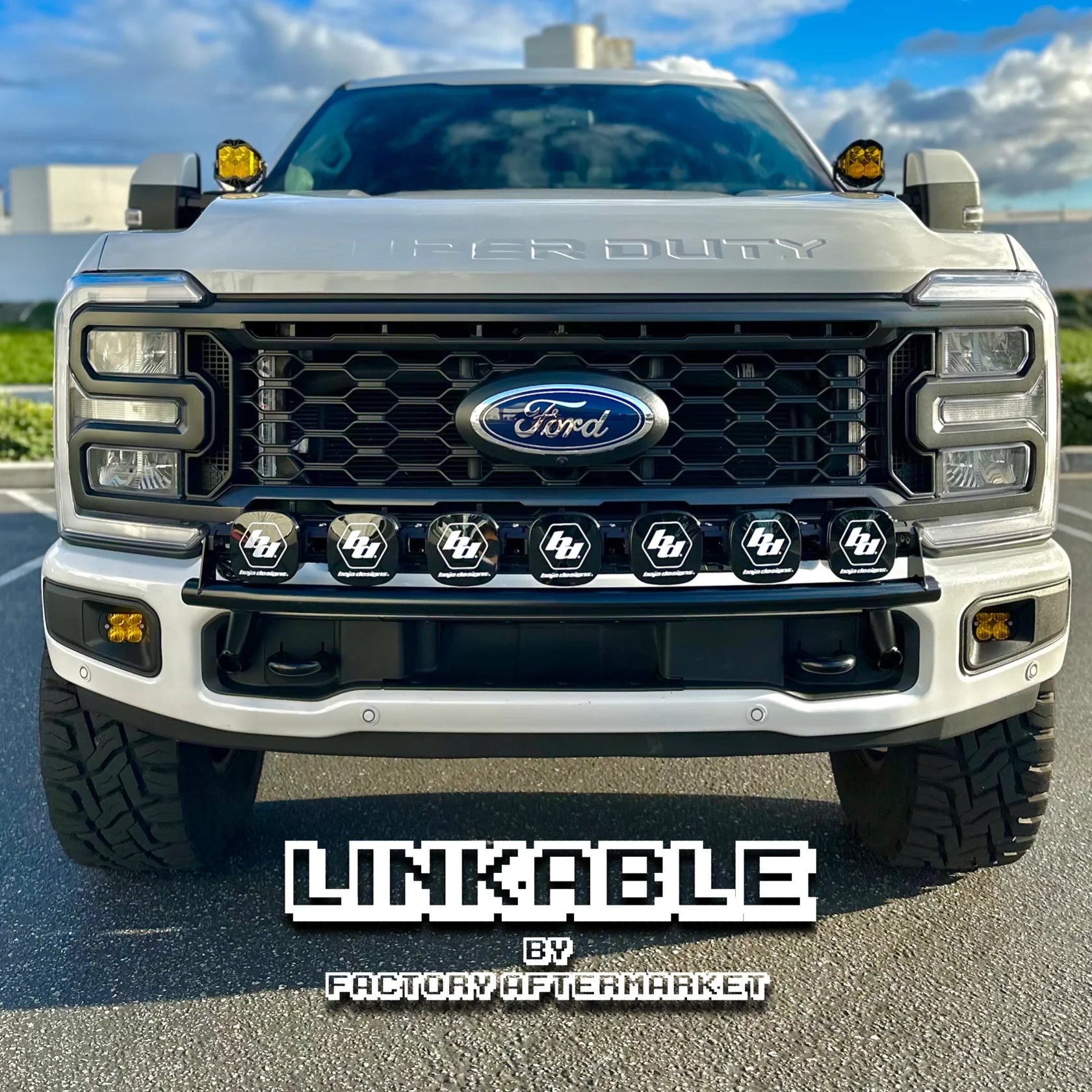 2017 - 2024 Ford Super Duty Light Mount - "The Linkable" Series featuring the Baja Designs XL Linkable (7 Lights) - Apollo Off-Road