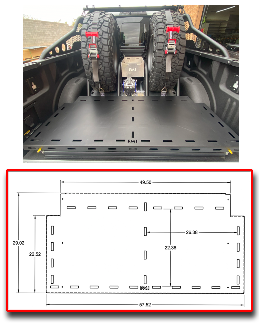 Foutz Motorsports Modular Bed Organizer with Slide Out Cargo Tray 2017-2024 Ford F-150 Raptor 2023-2024 Ford F-150 Raptor R