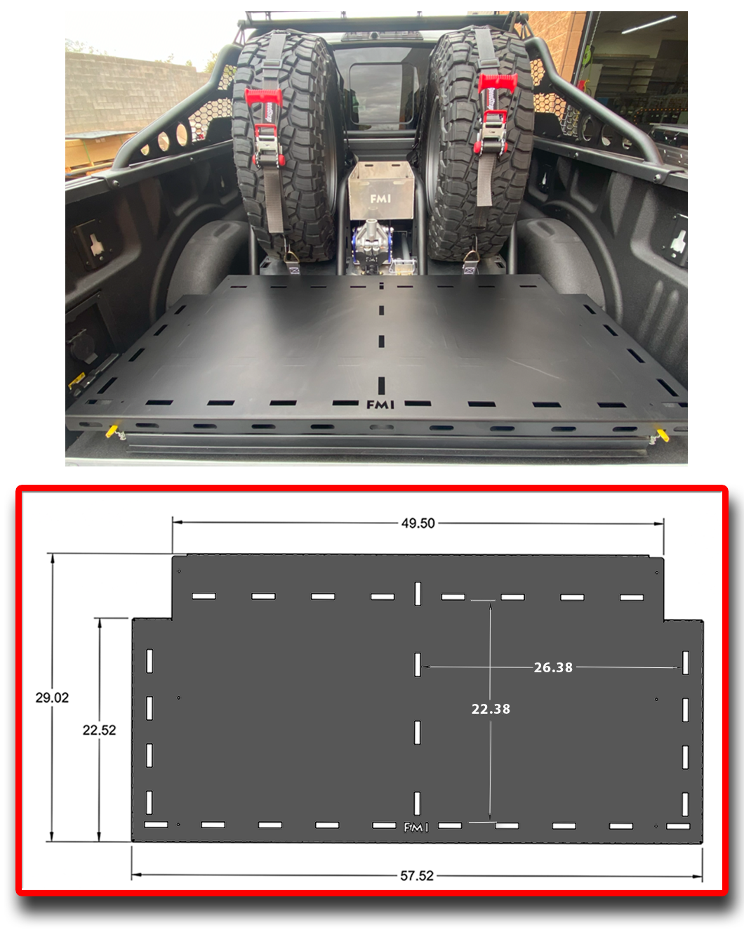 Foutz Motorsports Modular Bed Organizer with Slide Out Cargo Tray 2017-2024 Ford F-150 Raptor 2023-2024 Ford F-150 Raptor R
