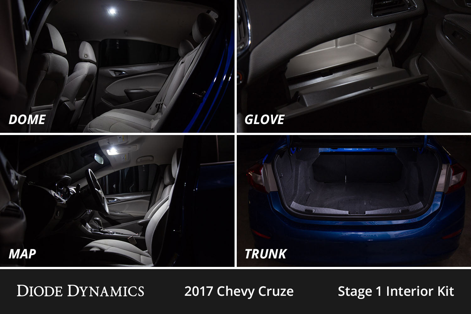 Diode Dynamics Interior LED Kit for 2011-2015 Chevrolet Cruze Cool White Stage 2