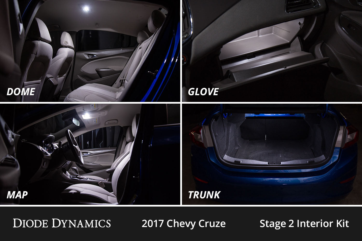 Diode Dynamics Interior LED Kit for 2011-2015 Chevrolet Cruze Cool White Stage 2