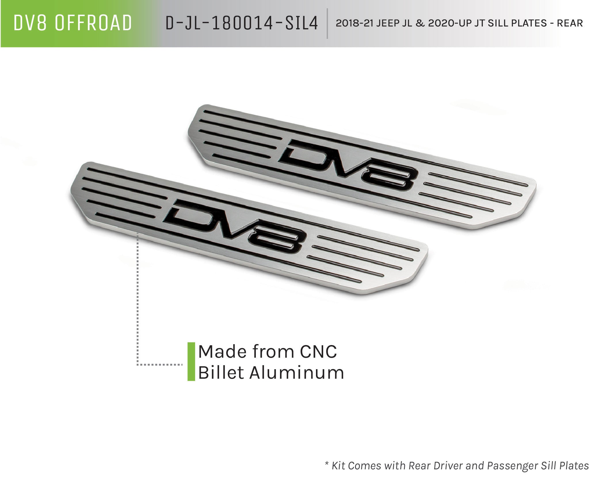 2018+ Jeep JL Rear Sill Plates With DV8 Logo - Apollo Off-Road