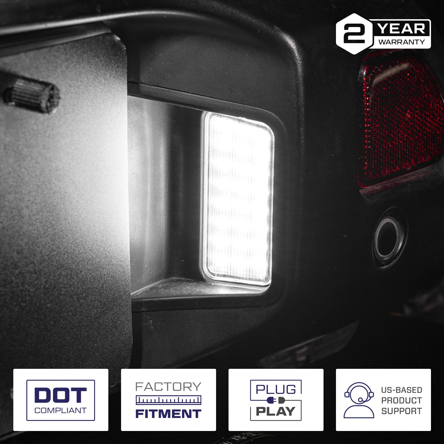 2018-2025 Jeep Wrangler LED License Plate Light (single) - Apollo Off-Road
