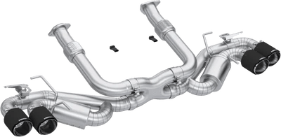 202-2024 Corvette C8 6.2L T304 Stainless Steel 3" Cat-Back Quad Rear Outlet with Carbon Fiber Tips, Active - Apollo Off-Road