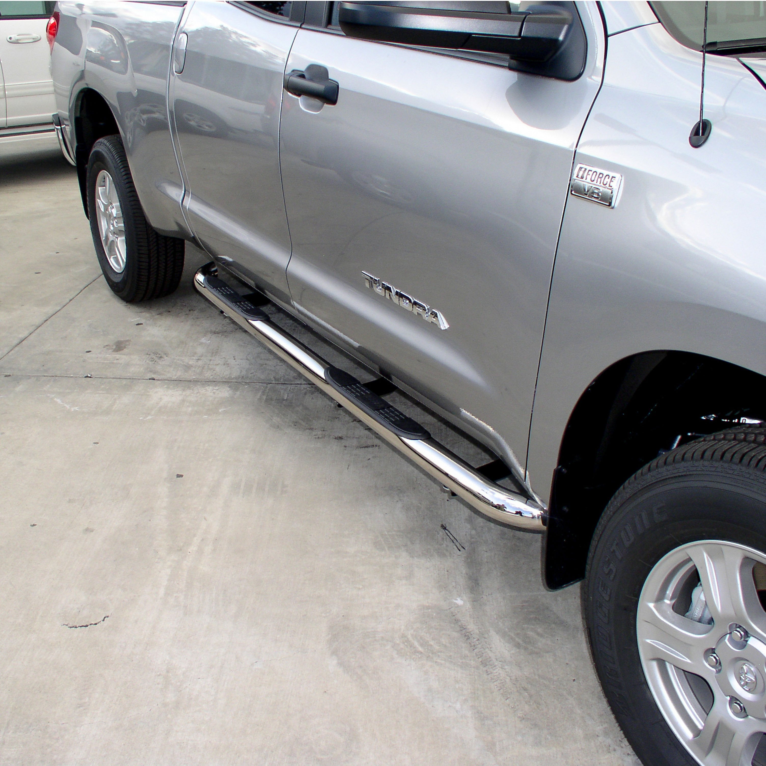 ARIES 3" Round Polished Stainless Side Bars, 2007-2021 Toyota Tundra