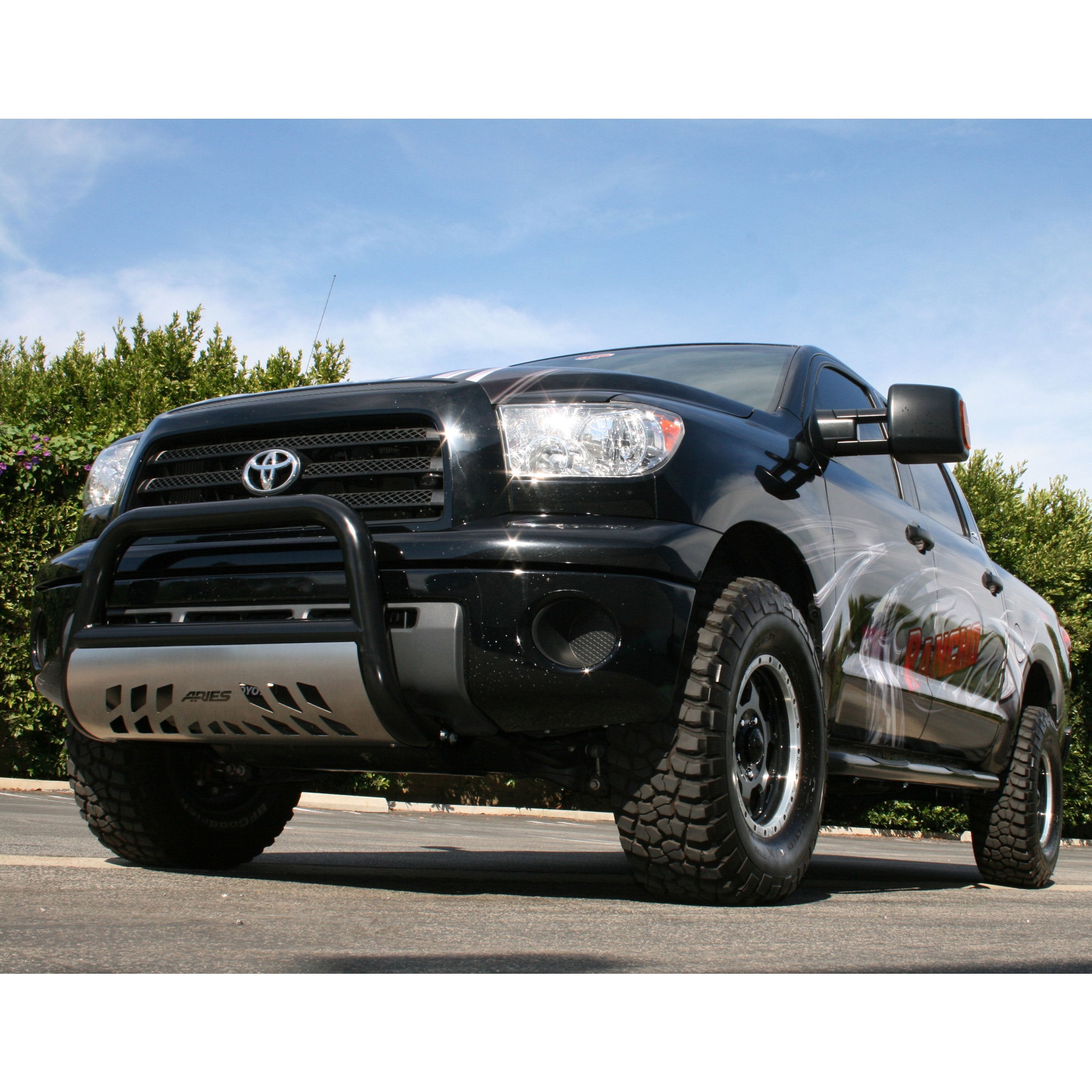 ARIES 3" Round Black Steel Side Bars, 2007-2021 Toyota Tundra