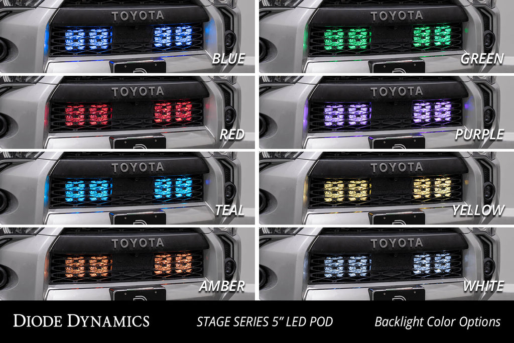 Diode Dynamics SS5 Stealth Grille LED 2-Pod Kit for 2014-2024 Toyota 4Runner Pro White Driving