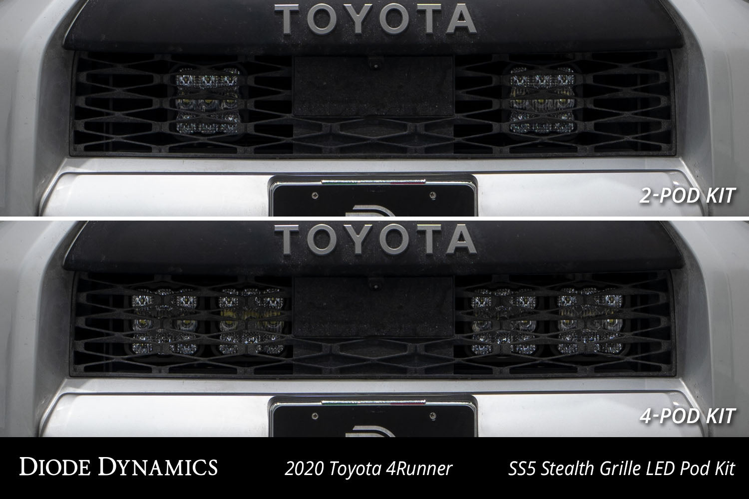 Diode Dynamics SS5 Stealth Grille LED 4-Pod Kit for 2014-2024 Toyota 4Runner Pro Yellow Combo