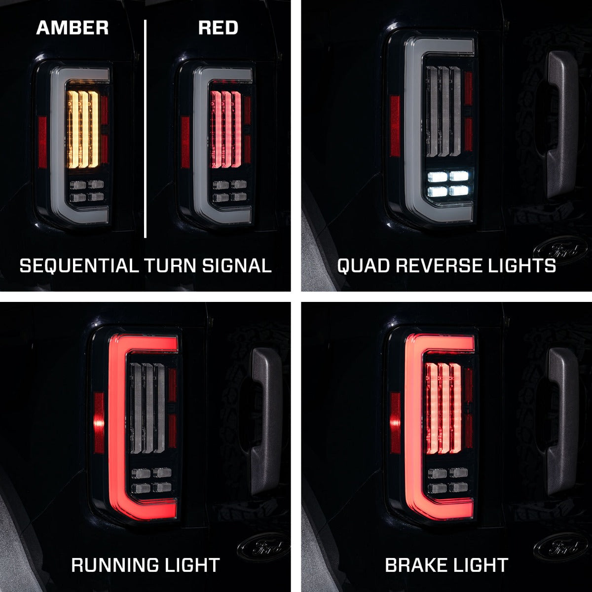 2021-2025 Ford Bronco LED Tail Lights (Red or Smoked), Pair - Apollo Off-Road