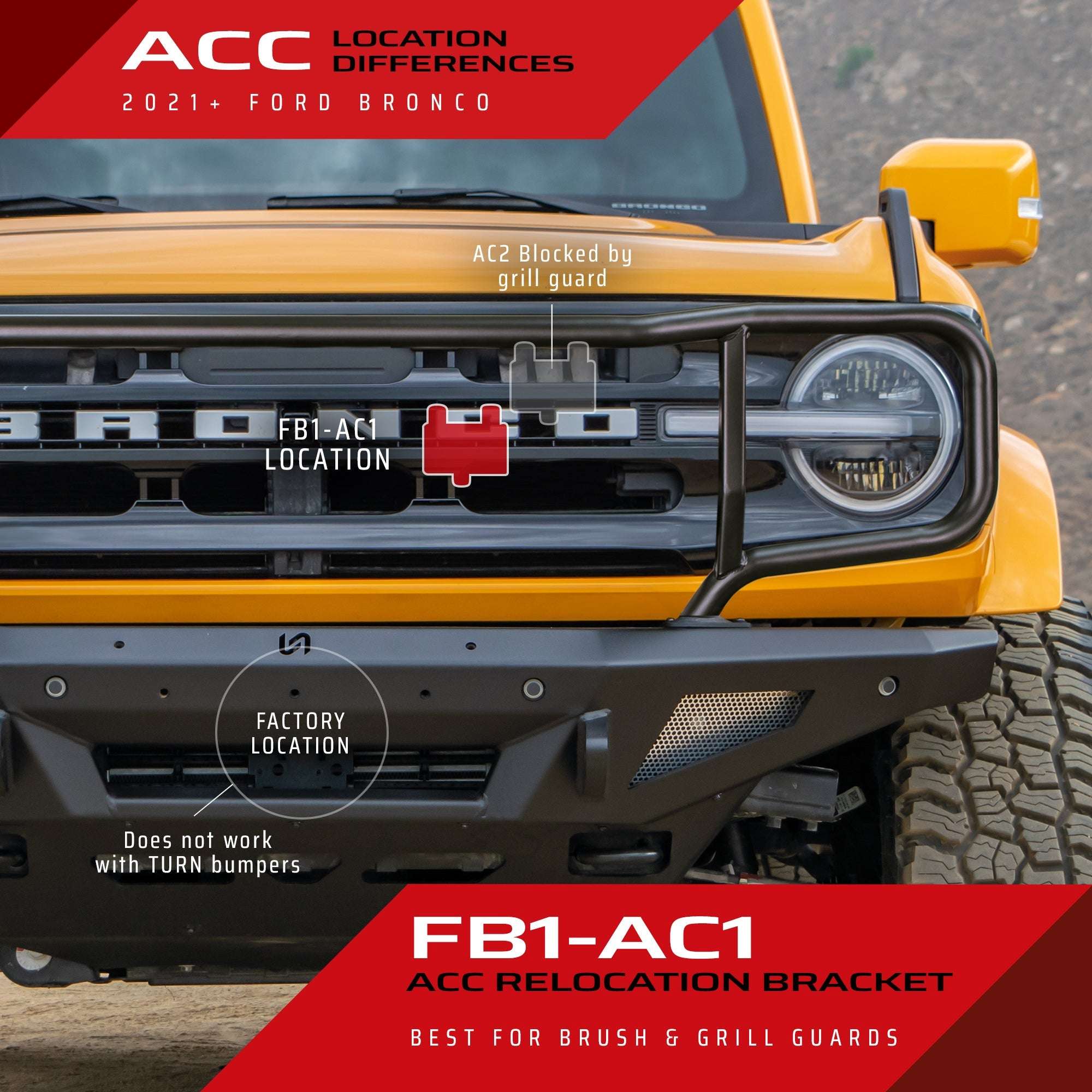 ACC Relocation Bracket for Ford Bronco