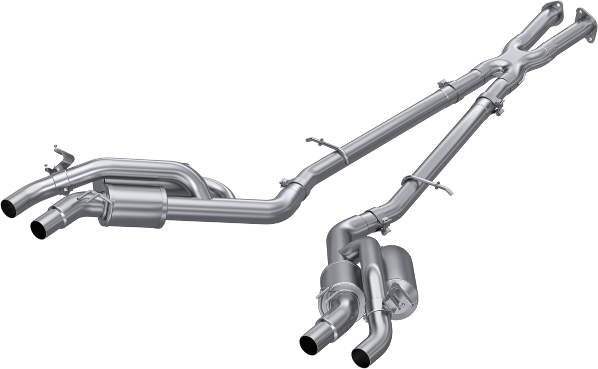 2022-2023 Kia Stinger 3.3L AWD/RWD 2.5 Inch Cat-Back Dual Split Rear Quad Outlet T304 Stainless Steel Active Exhaust - Apollo Off-Road