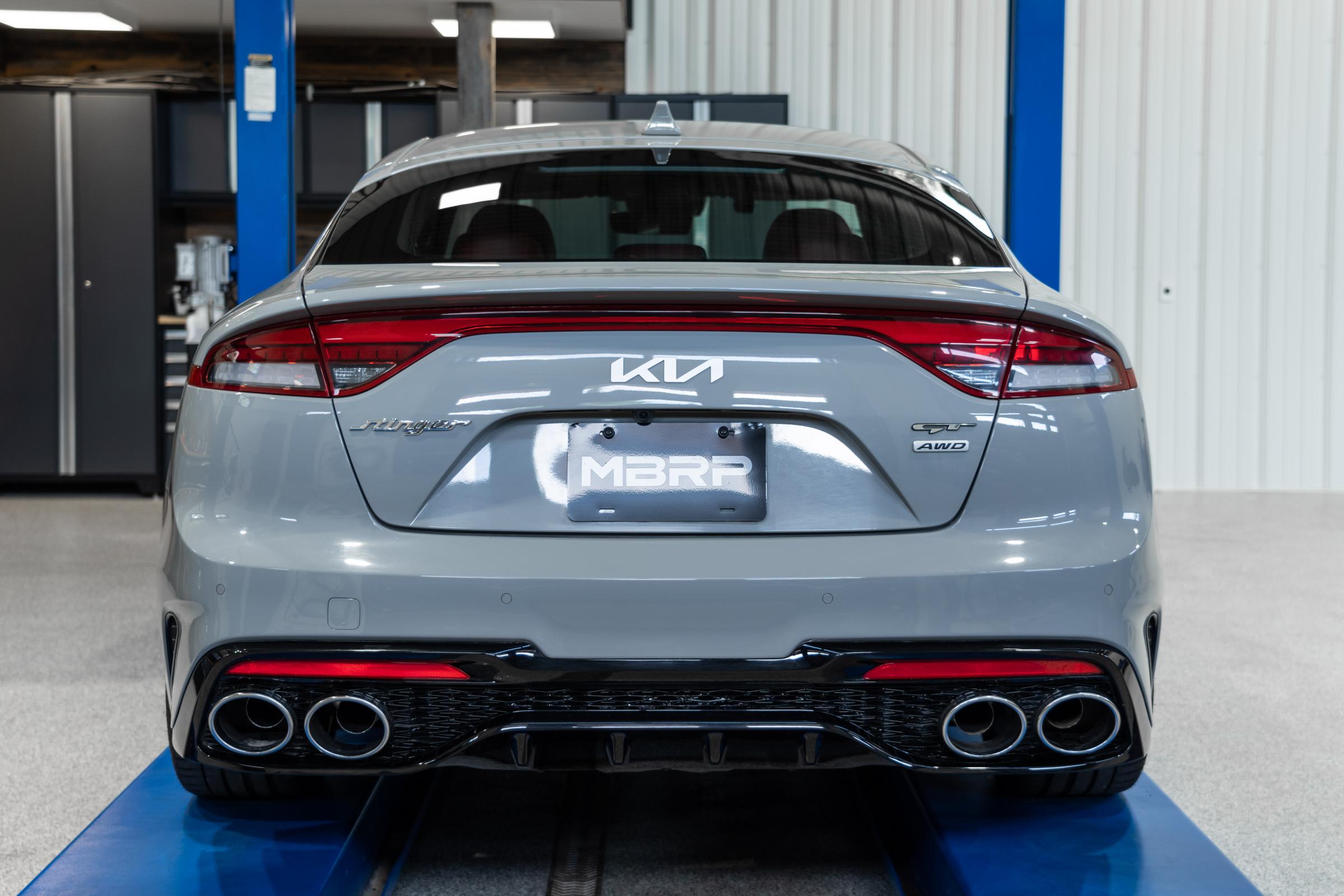 2022-2023 Kia Stinger 3.3L AWD/RWD 2.5 Inch Cat-Back Dual Split Rear Quad Outlet T304 Stainless Steel Active Exhaust - Apollo Off-Road