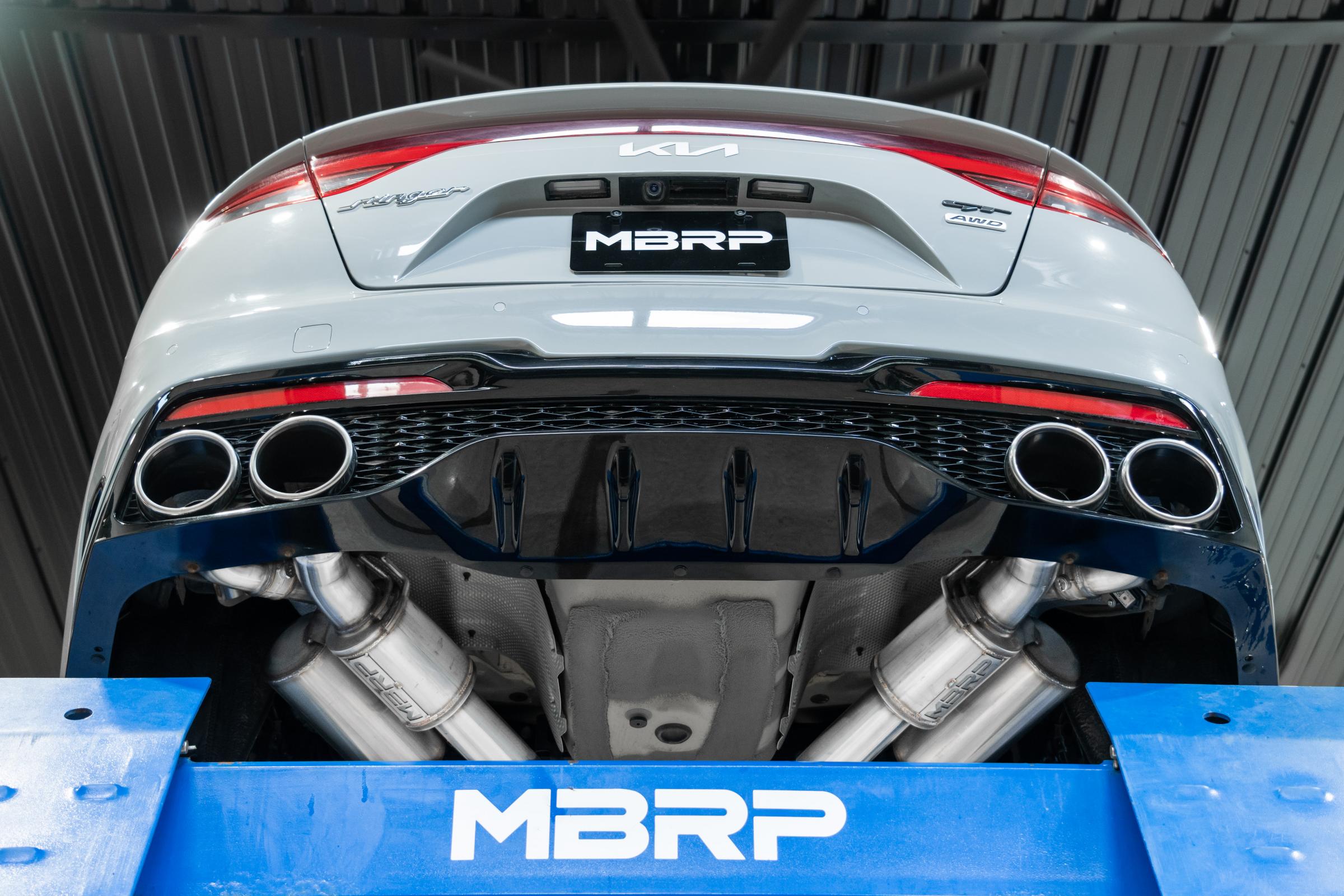 2022-2023 Kia Stinger 3.3L AWD/RWD 2.5 Inch Cat-Back Dual Split Rear Quad Outlet T304 Stainless Steel Active Exhaust - Apollo Off-Road
