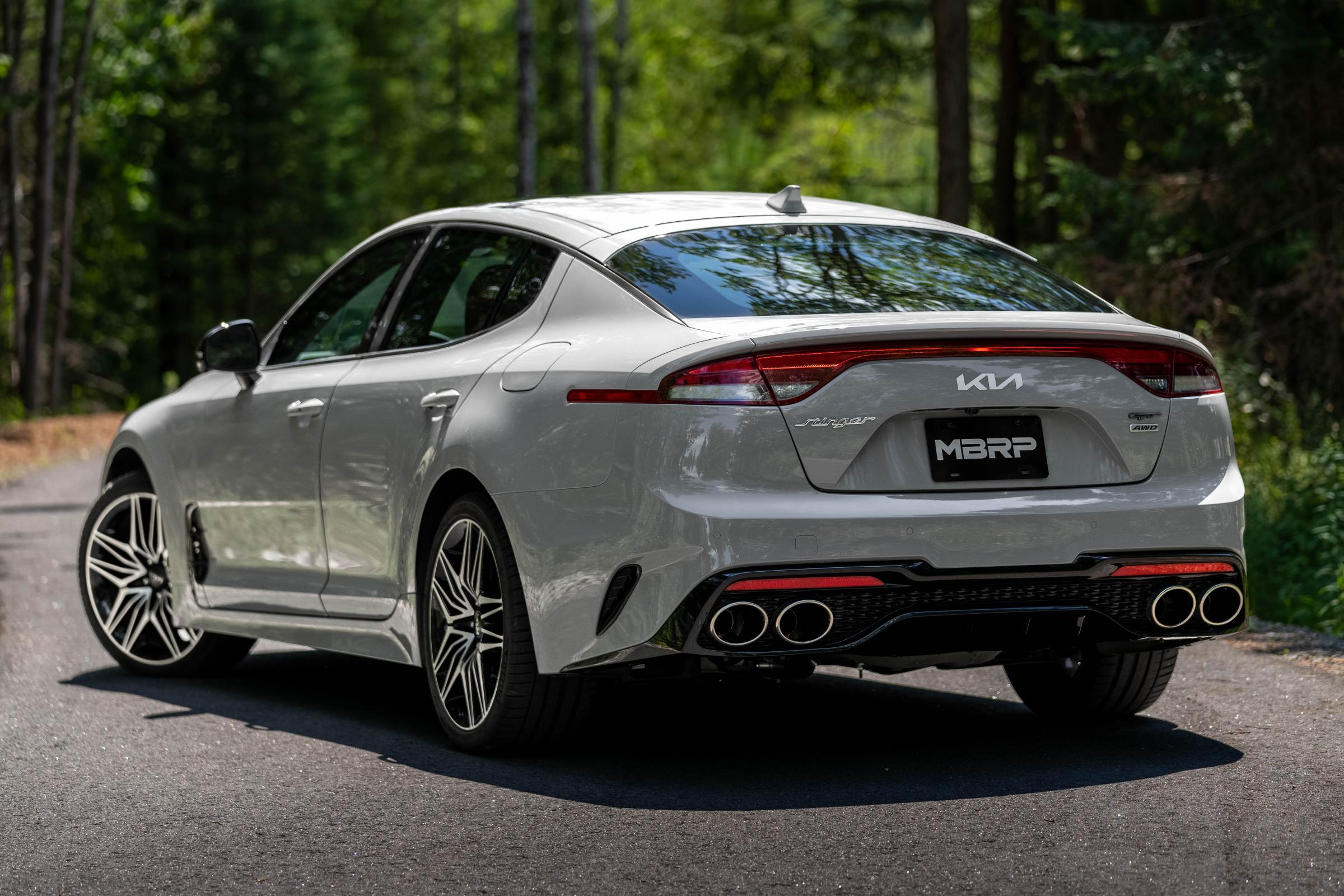 2022-2023 Kia Stinger 3.3L AWD/RWD 2.5 Inch Cat-Back Dual Split Rear Quad Outlet T304 Stainless Steel Active Exhaust - Apollo Off-Road
