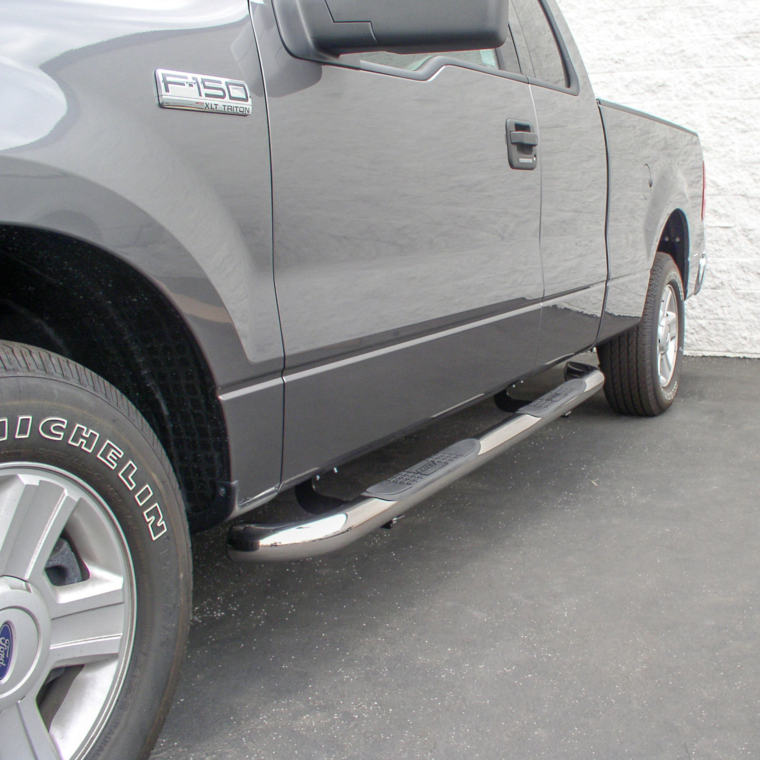 ARIES 3" Round Polished Stainless Side Bars, 2009-2014 Ford F-150
