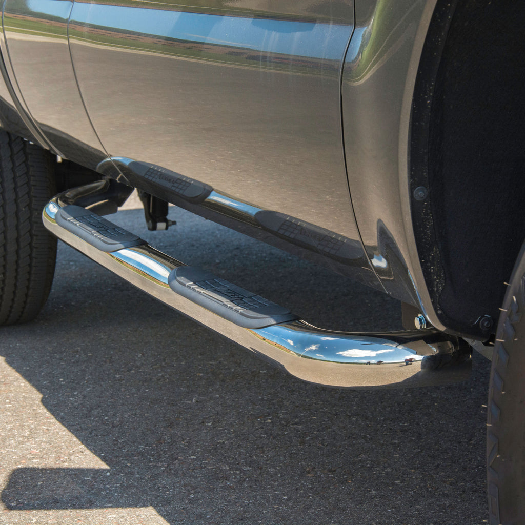 ARIES 3" Round Polished Stainless Side Bars, 1999-2016 Ford F-250/F-350 Super Duty