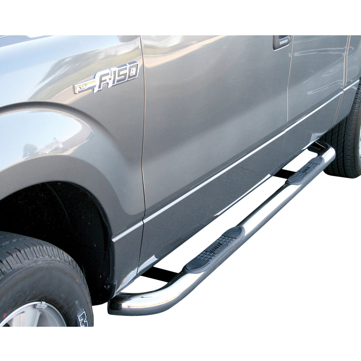 ARIES 3" Round Polished Stainless Side Bars, 2009-2014 Ford F-150