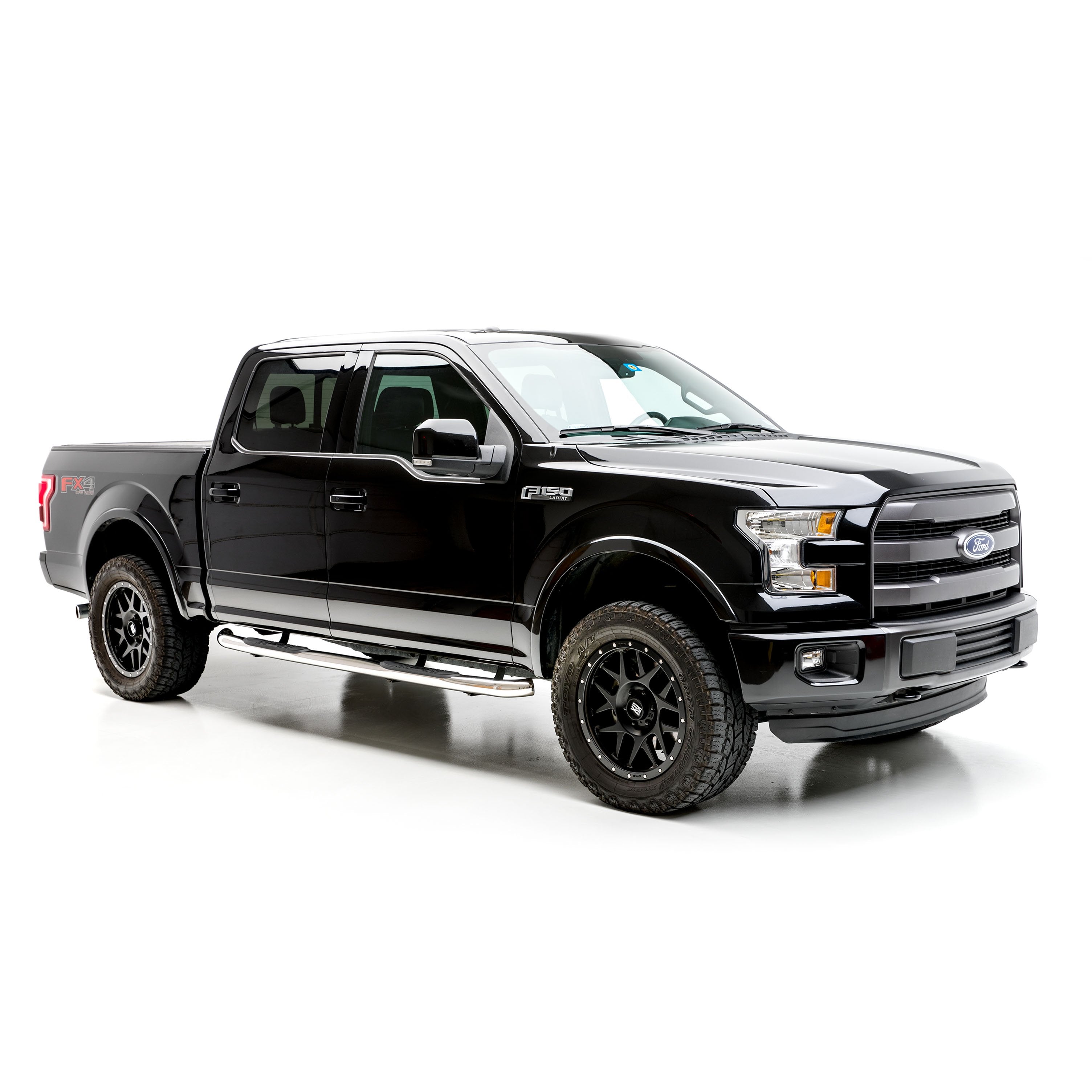 ARIES 3" Round Polished Stainless Side Bars, 2015-2026 Ford F-150, 2017-2026 Ford F-250/F-350/F-450/F-550 Super Duty, 2022-2025 Ford F-150 Lightning