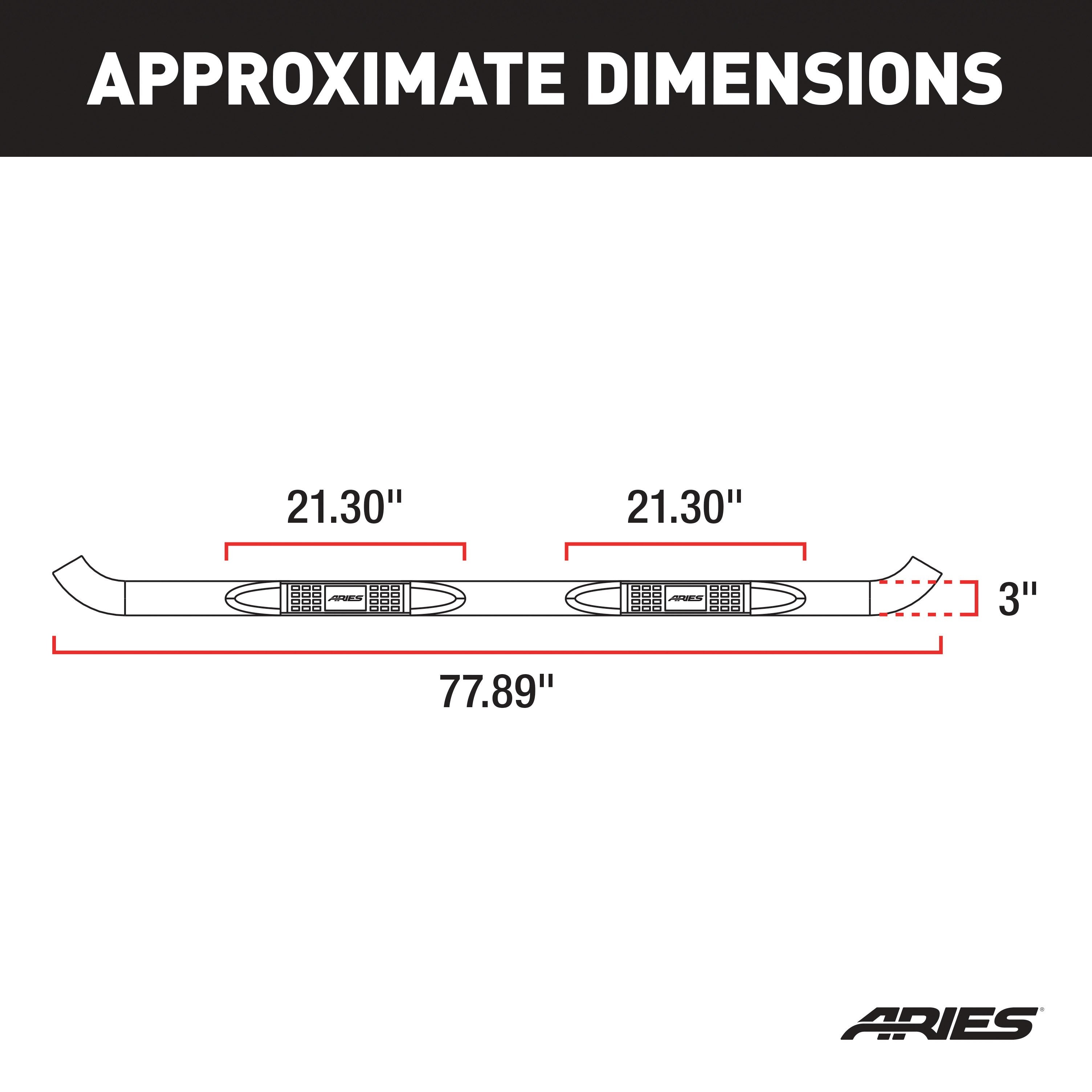 ARIES 3" Round Polished Stainless Side Bars, 2019 Chevy/GMC Silverado/Sierra 1500 LD/Limited
