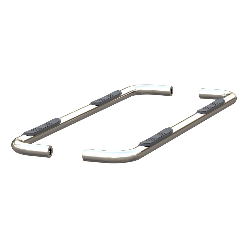 ARIES 3" Round Polished Stainless Side Bars, 2019-2026 Chevy/GMC Silverado/Sierra 1500, 2020-2026 Chevy/GMC Silverado/Sierra 2500HD/3500HD