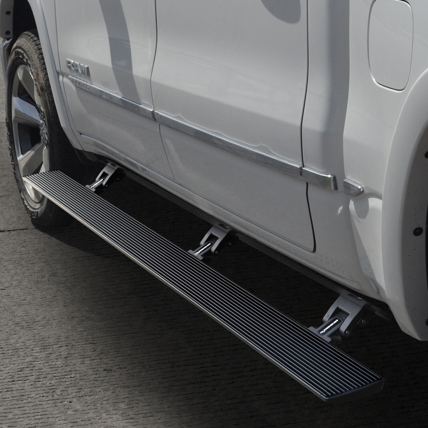 RealTruck VoltStep Electric Running Board Kit 87 Inch Protective Bedliner Coating 2019-2026 Ram 1500 Quad Cab Go Rhino
