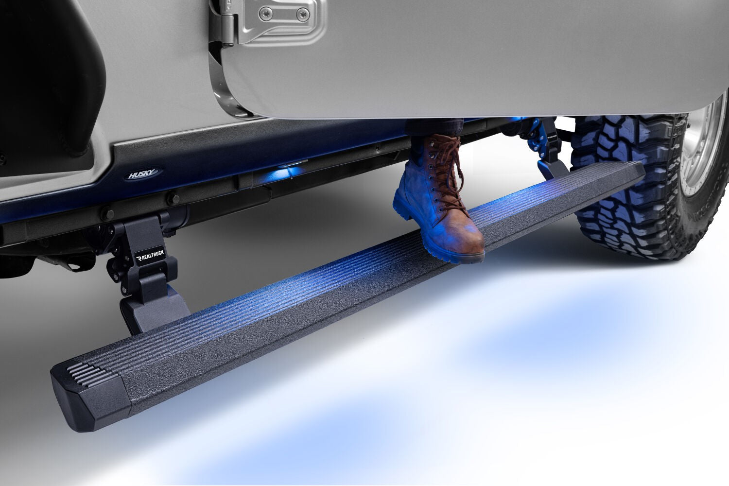 RealTruck VoltStep Electric Running Board Kit Protective Bedliner Coating 2018-2026 Jeep Wrangler Go Rhino