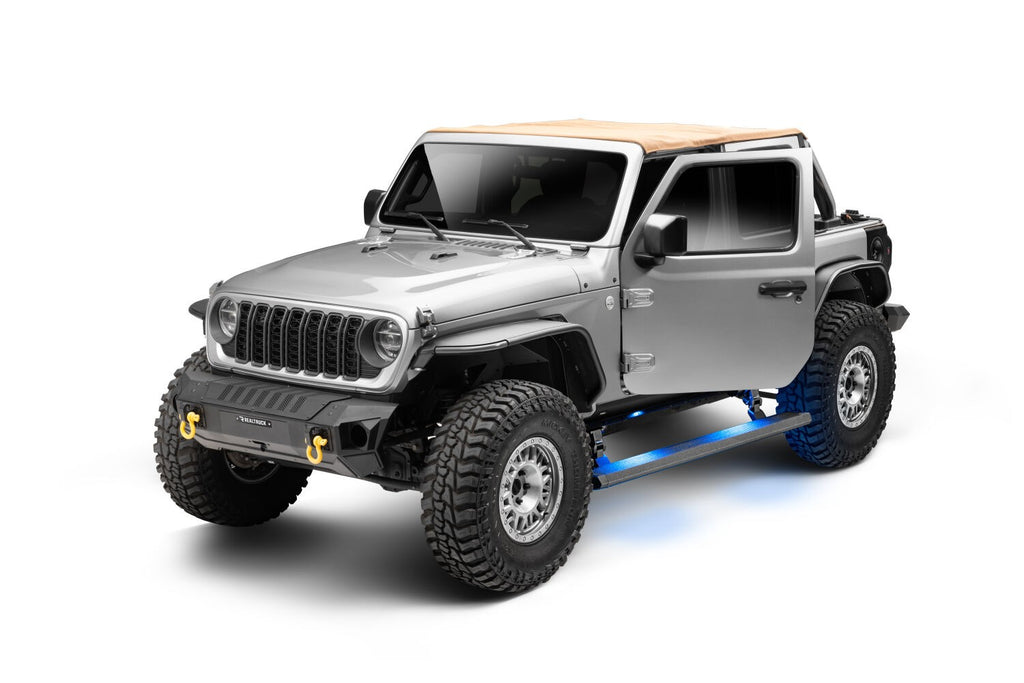 RealTruck VoltStep Electric Running Board Kit Protective Bedliner Coating 2018-2026 Jeep Wrangler Go Rhino