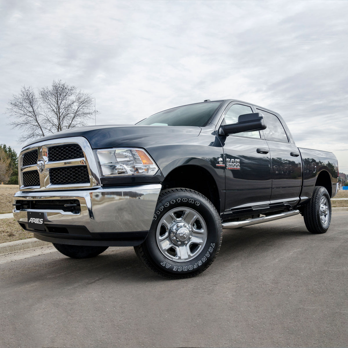 ARIES 3" Round Polished Stainless Side Bars, 2019-2026 Ram 2500/3500