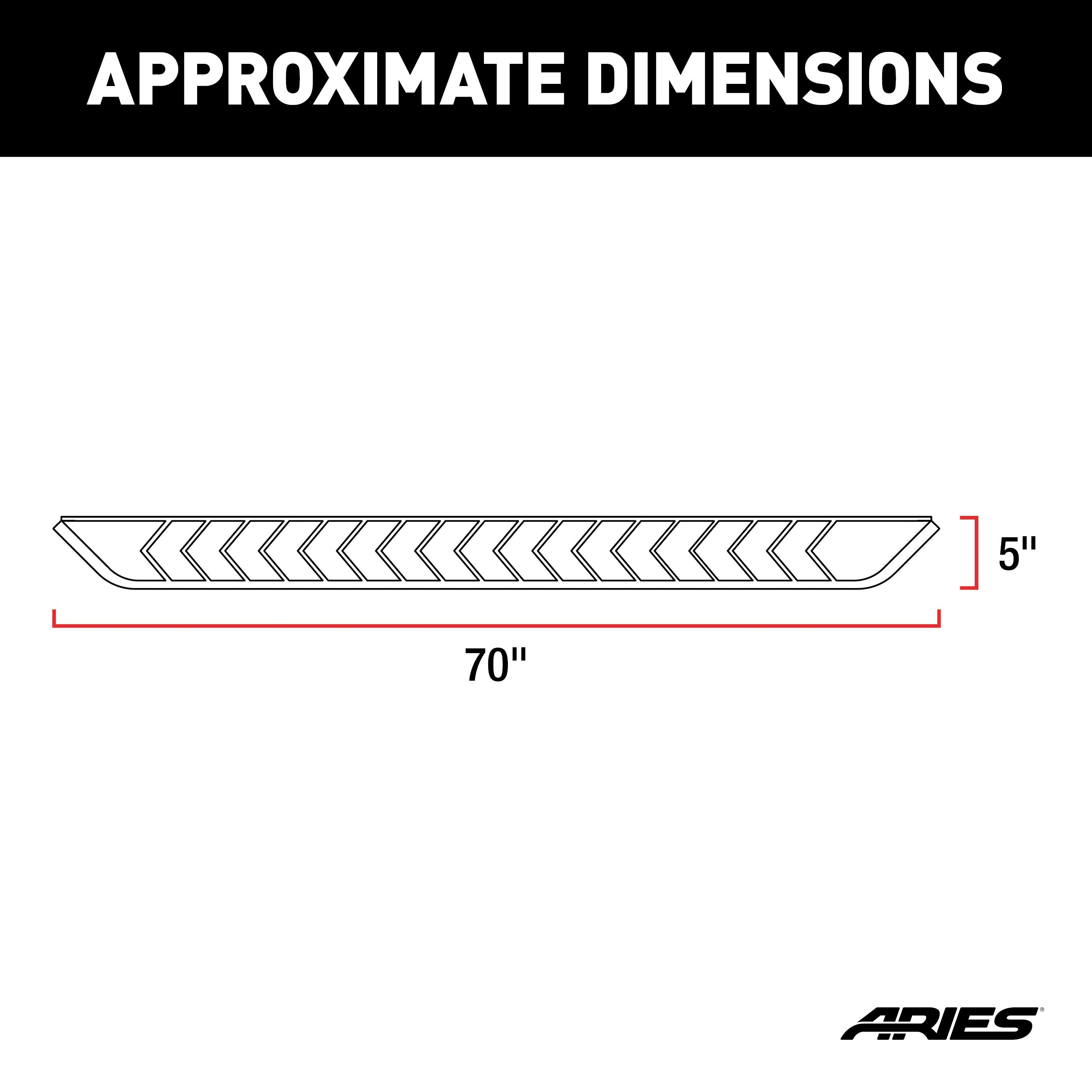ARIES AeroTread 5" x 70" Black Stainless Running Boards (No Brackets), 2014-2024 Toyota 4Runner