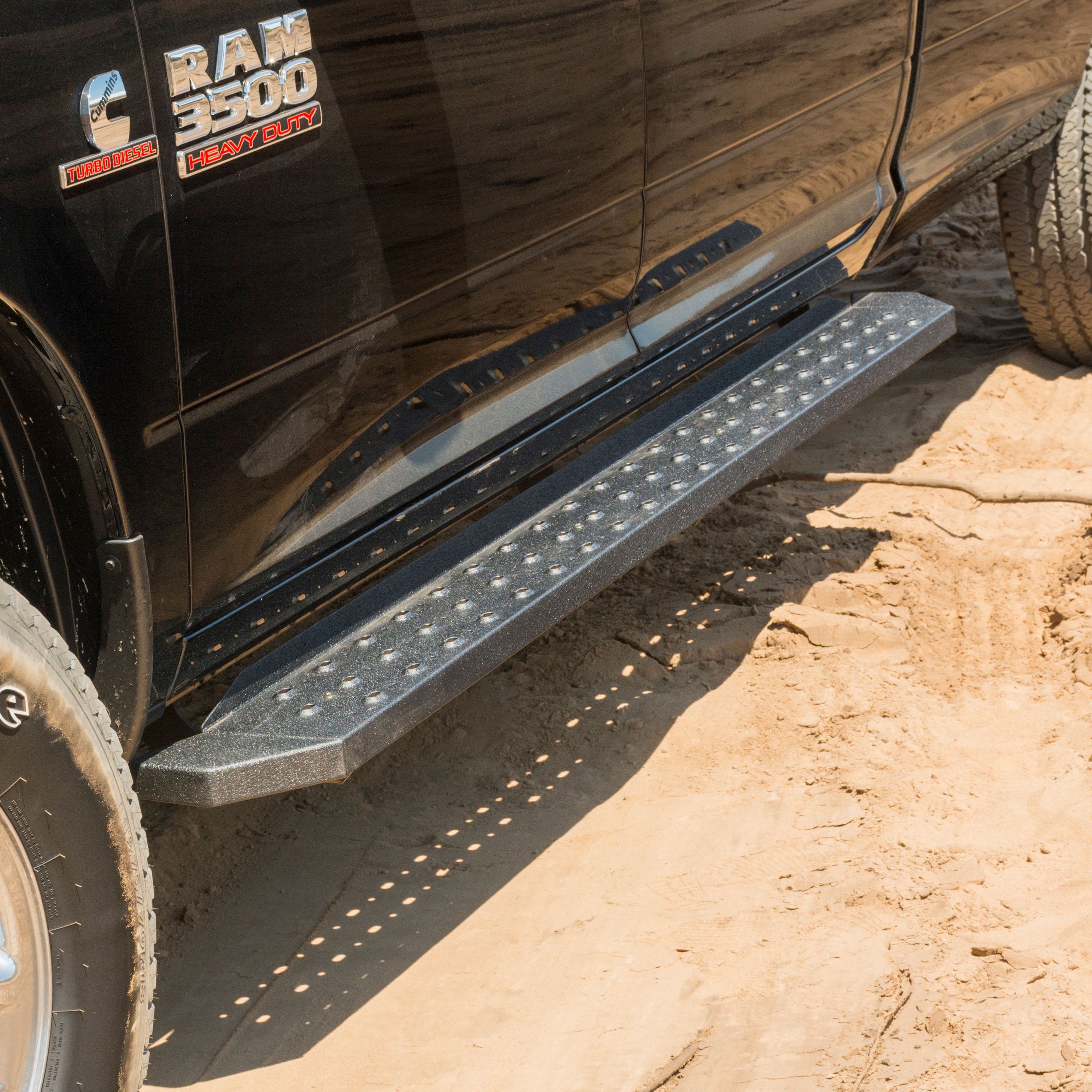 ARIES RidgeStep 6-1/2" x 85" Black Steel Running Boards, 2019-2026 Ram 2500/3500