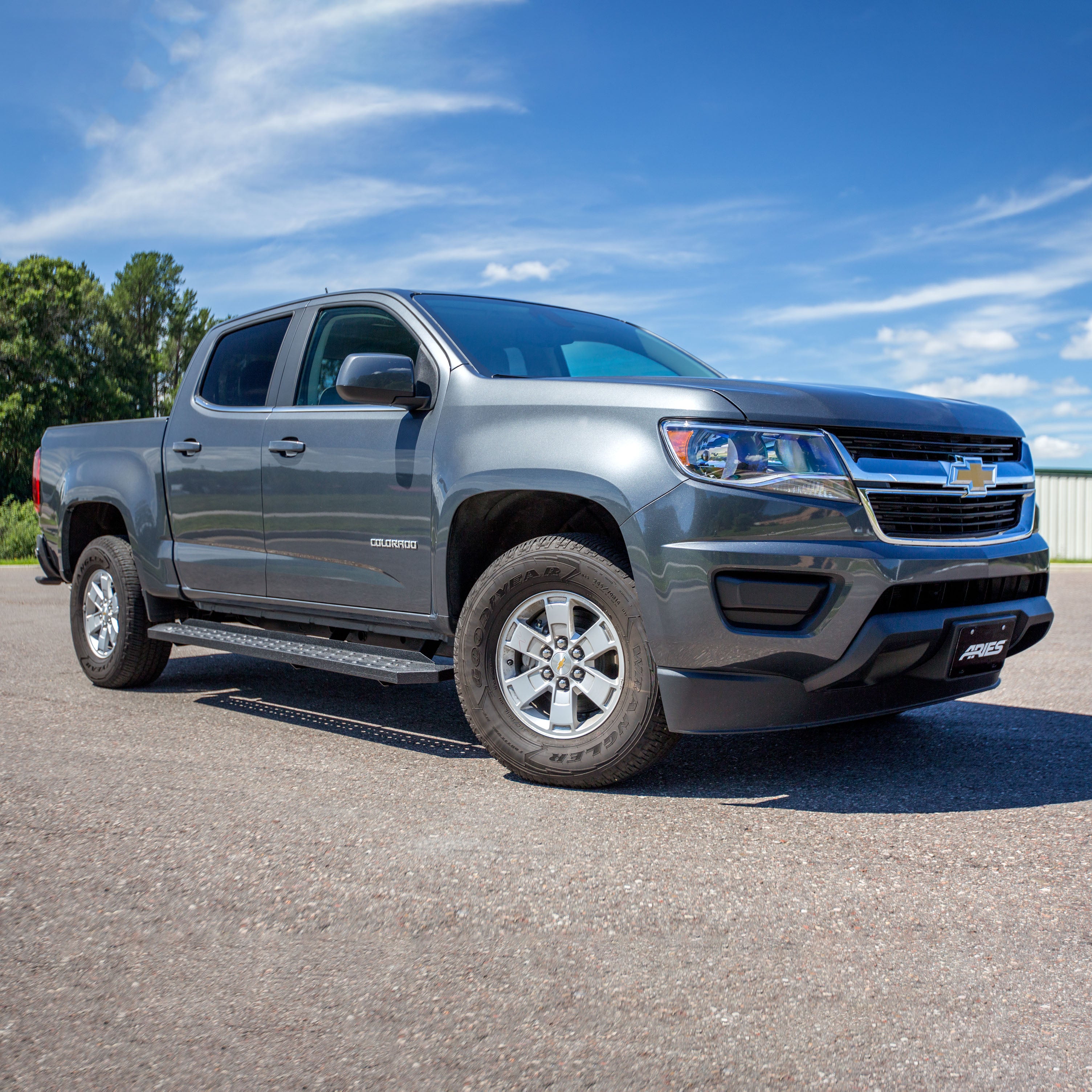 ARIES RidgeStep 6-1/2" x 85" Black Steel Running Boards, 2023-2026 Chevy Colorado, 2023-2026 GMC Canyon