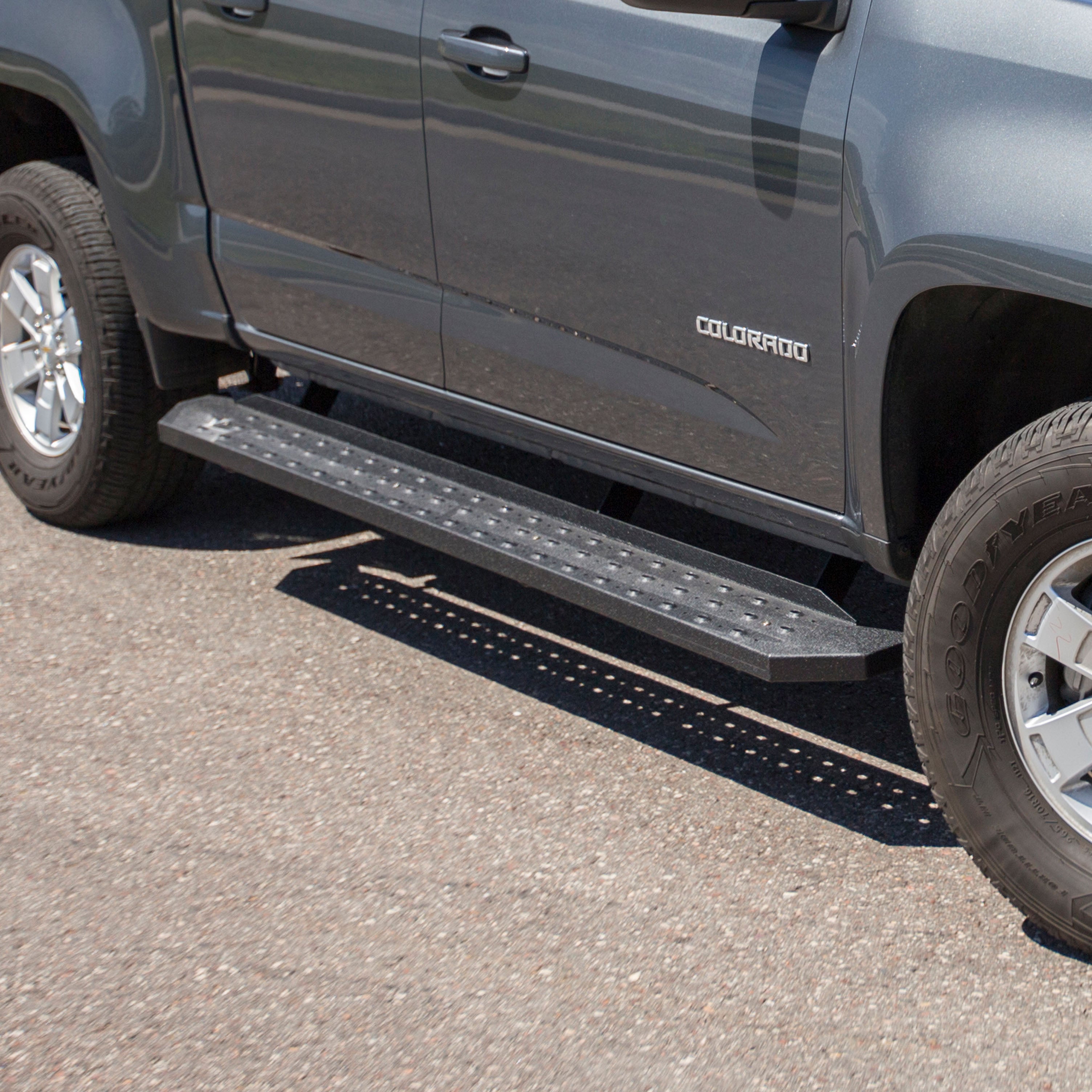 ARIES RidgeStep 6-1/2" x 85" Black Steel Running Boards, 2023-2026 Chevy Colorado, 2023-2026 GMC Canyon