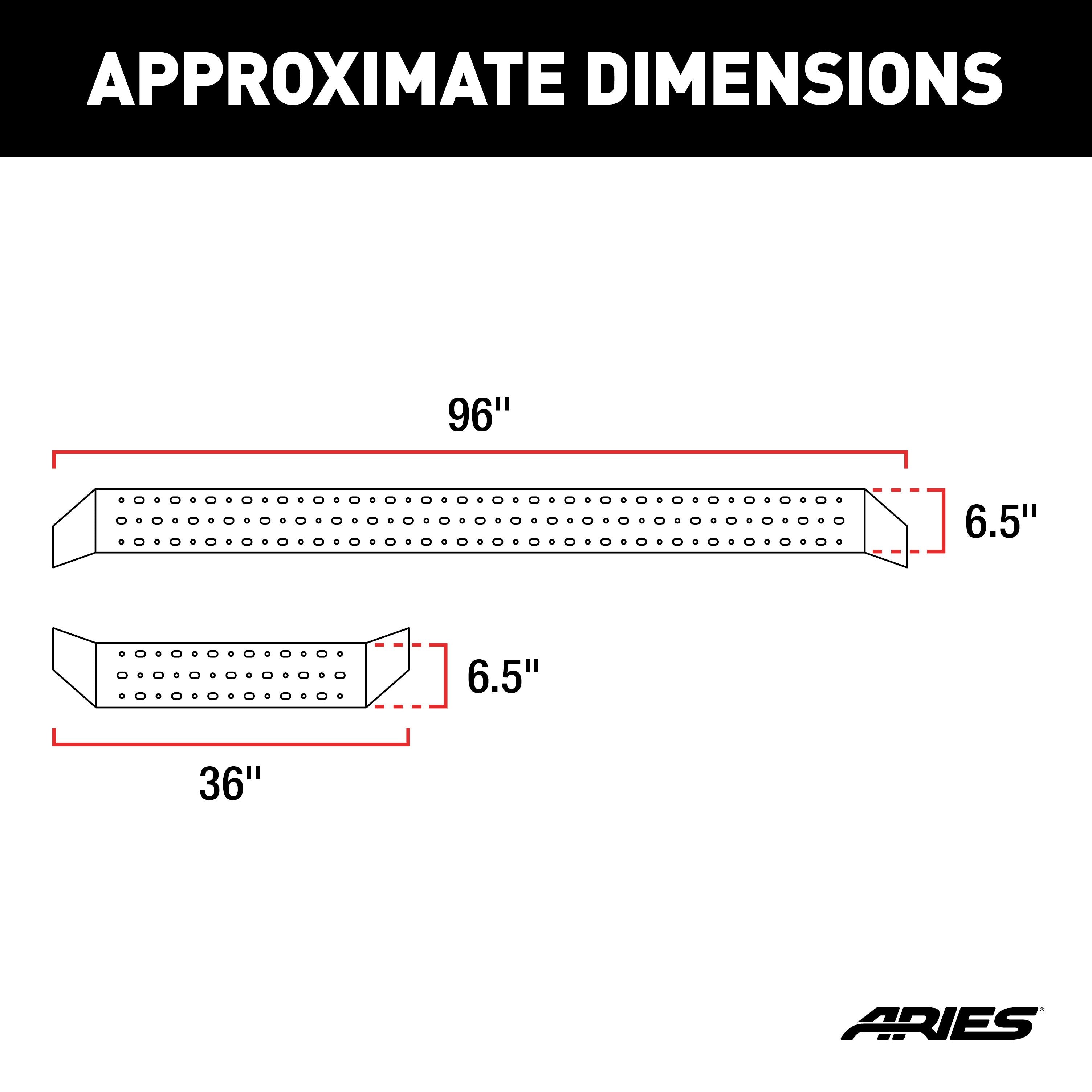 ARIES RidgeStep 6-1/2" x 96", 36" Black Steel Running Boards, 1999-2014 Ford E-350 Super Duty