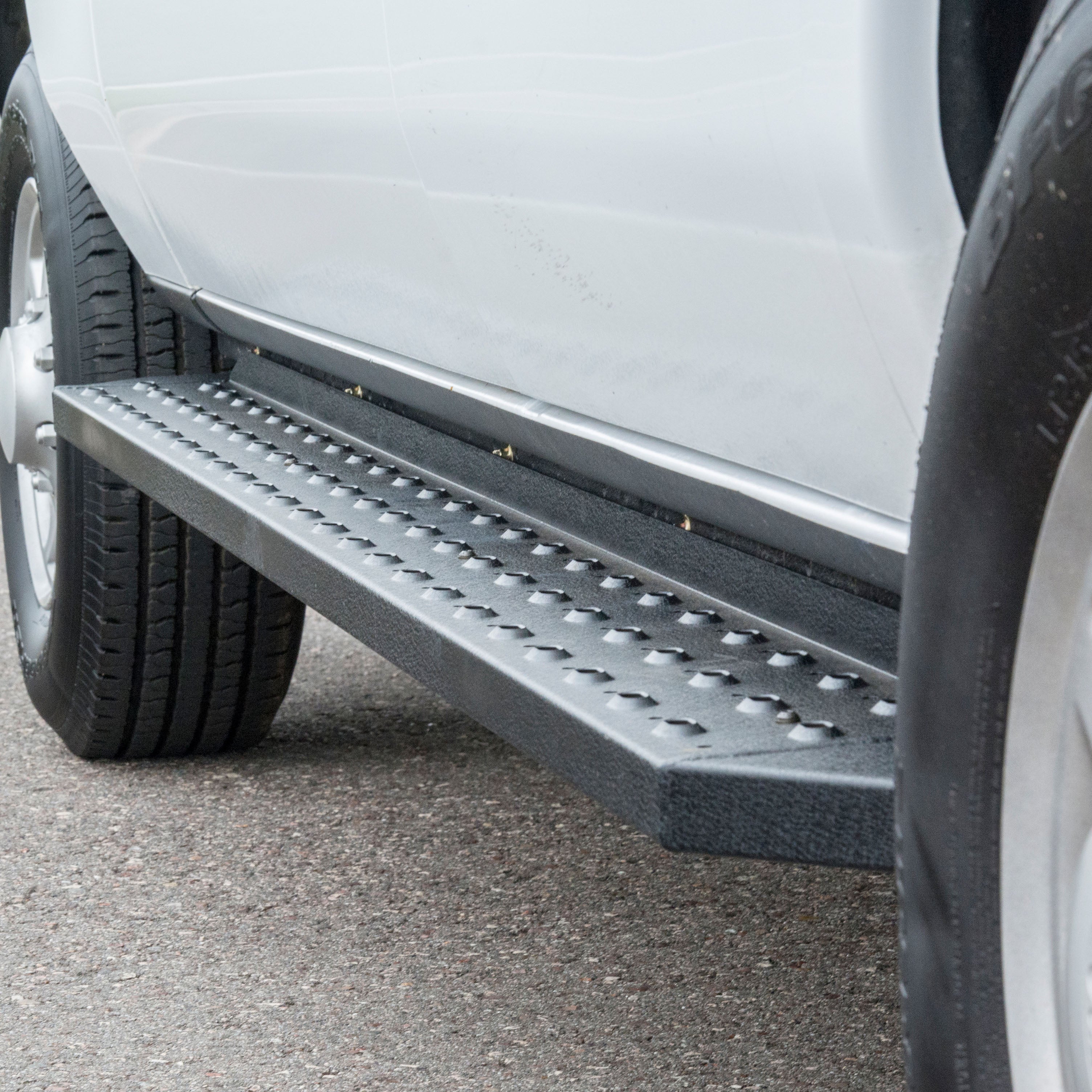 ARIES RidgeStep 6-1/2" x 96", 36" Black Steel Running Boards, 1999-2014 Ford E-350 Super Duty