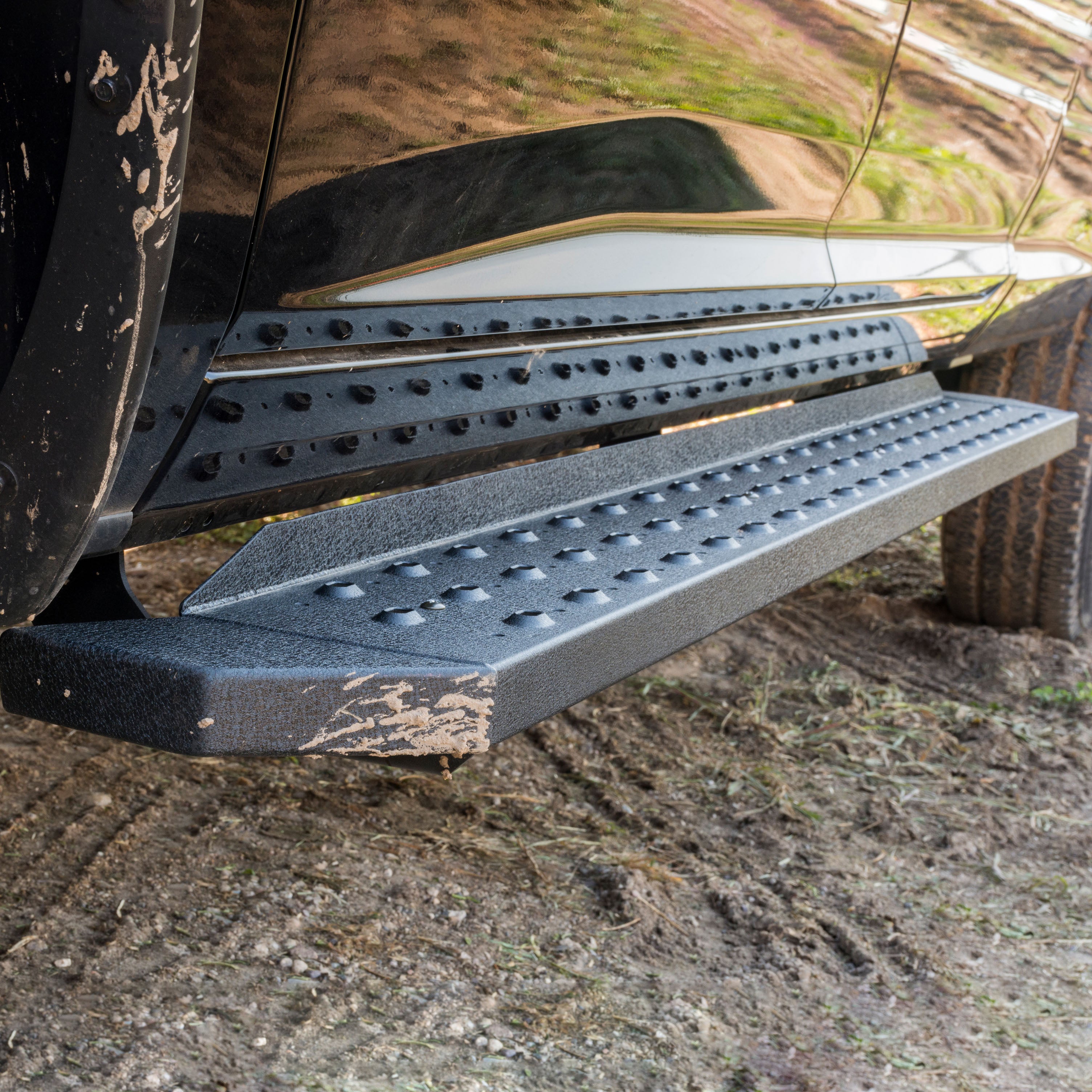 ARIES RidgeStep 6-1/2" x 85" Black Steel Running Boards, 2015-2023 Toyota Tacoma