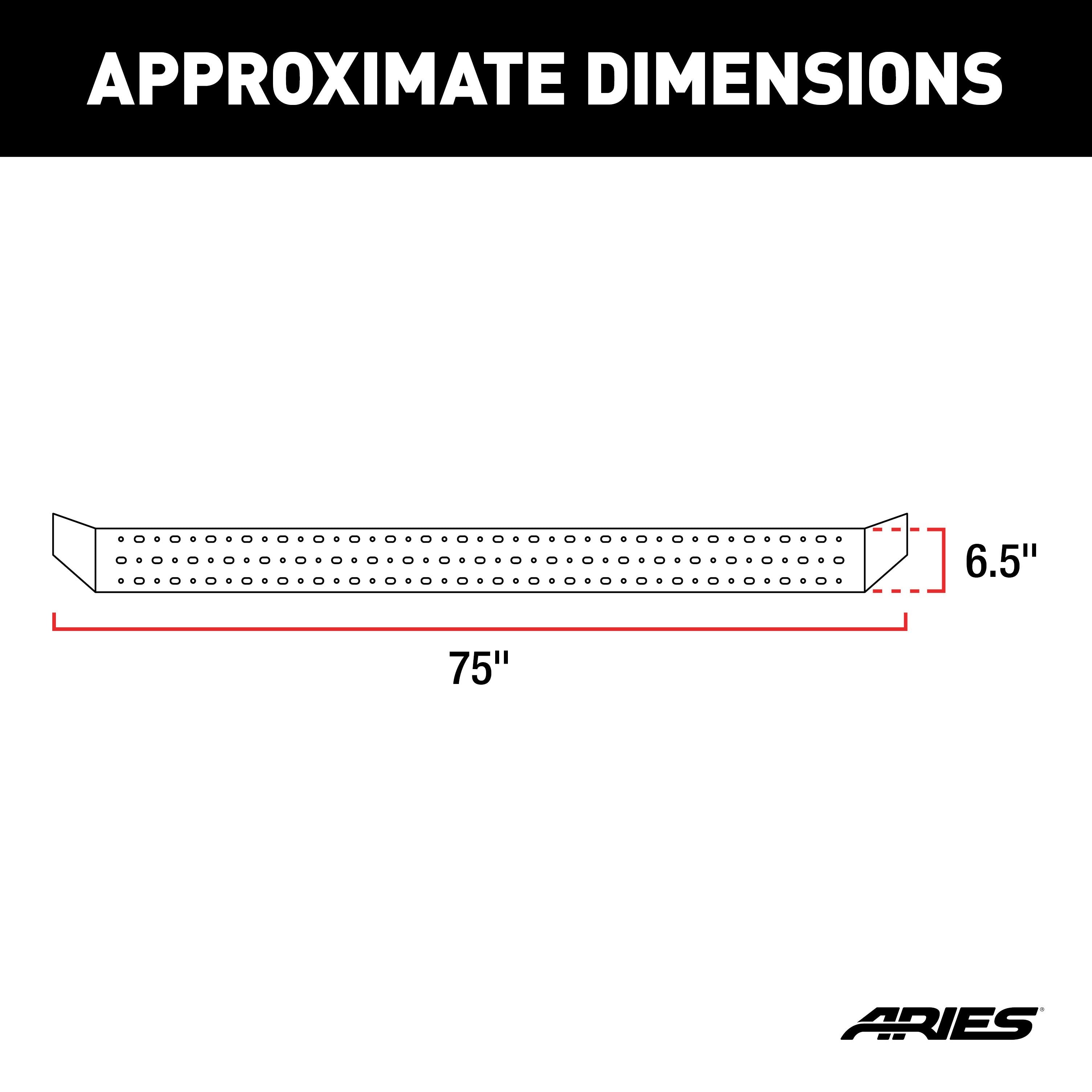 ARIES RidgeStep 6-1/2" x 75" Black Steel Running Boards, 2024-2026 Toyota Tacoma
