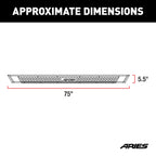 ARIES AdvantEDGE 5-1/2" x 75" Black Aluminum Side Bars (No Brackets), 1999-2026 Ford F-250/F-350 Super Duty, 2009-2026 Ford F-150, 2011-2026 Dodge Durango & more