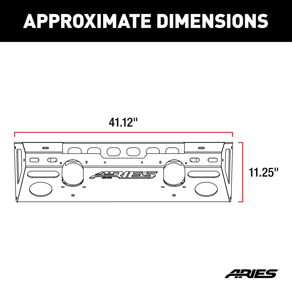 ARIES TrailChaser Jeep Wrangler JK Aluminum Front Bumper Center Section, 2018 Jeep Wrangler