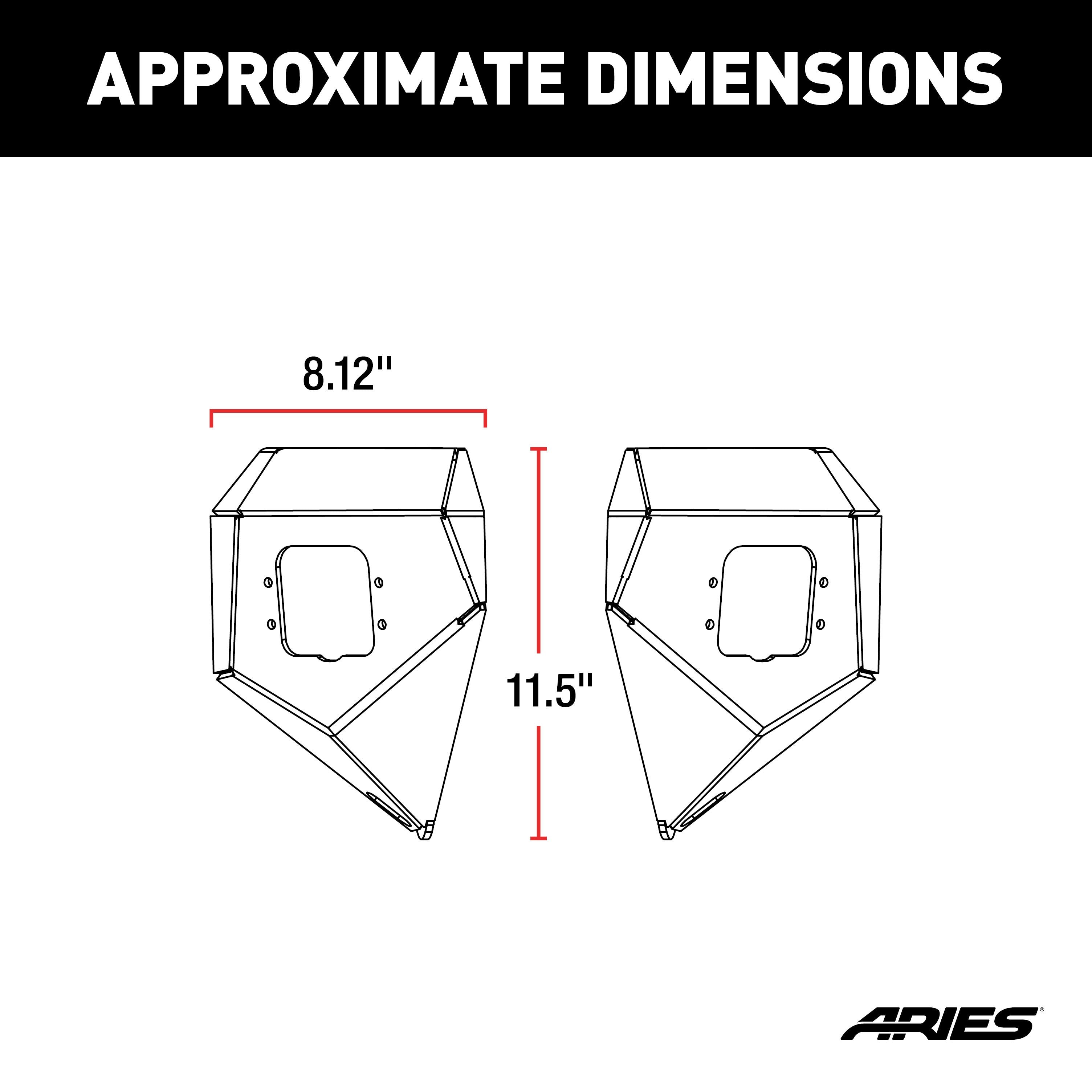 ARIES TrailChaser Jeep Wrangler, Gladiator Aluminum Front Bumper Corners with LEDs, 2018-2026 Jeep Wrangler, 2020-2026 Jeep Gladiator