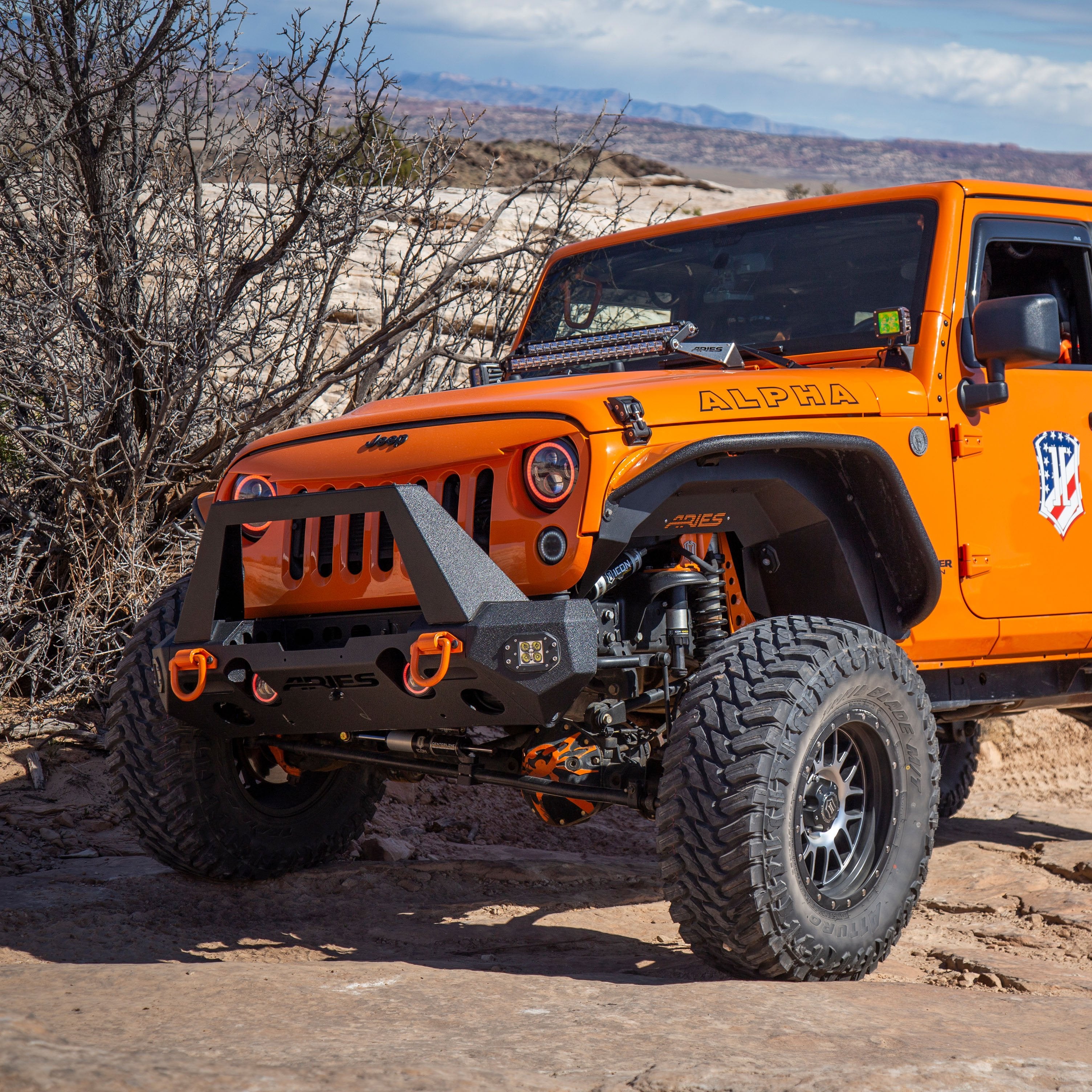ARIES TrailChaser Jeep Wrangler, Gladiator Aluminum Front Bumper Corners with LEDs, 2018-2026 Jeep Wrangler, 2020-2026 Jeep Gladiator