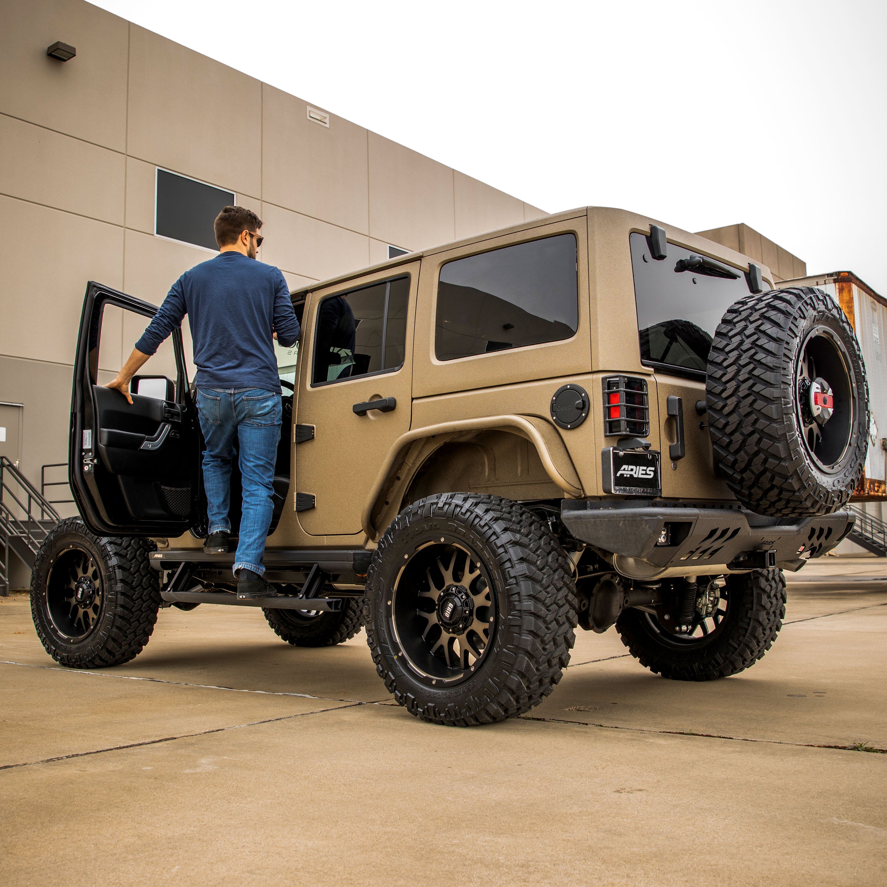 ARIES TrailChaser Jeep Wrangler Aluminum Rear Bumper Corners with LEDs, 2018-2026 Jeep Wrangler