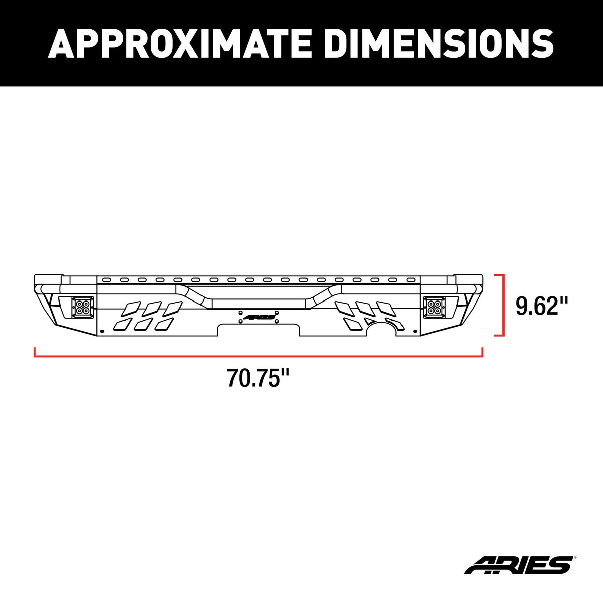ARIES TrailChaser Jeep Wrangler JK Aluminum Rear Bumper with LED Lights, 2018 Jeep Wrangler