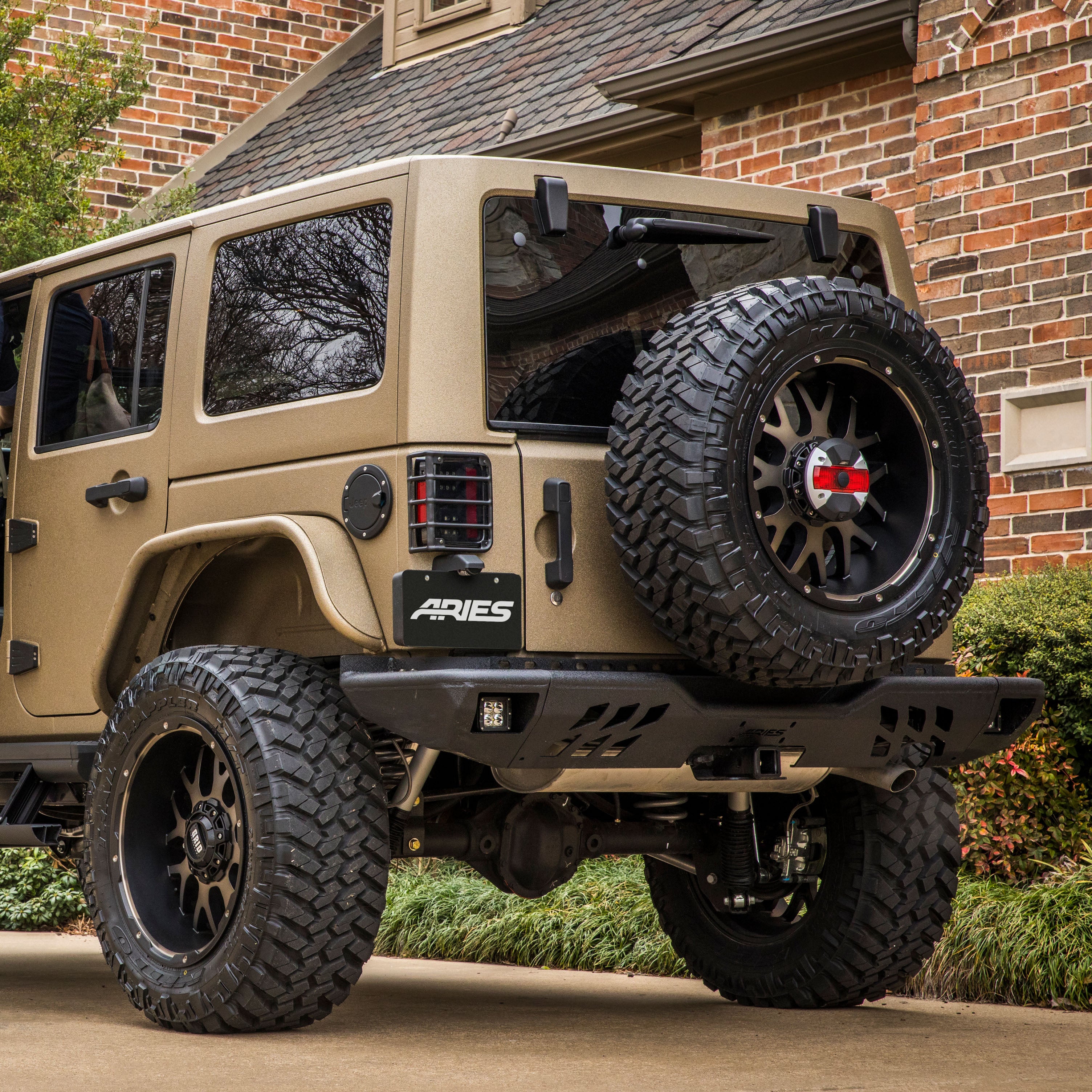 ARIES TrailChaser Jeep Wrangler JK Aluminum Rear Bumper with LED Lights, 2018 Jeep Wrangler