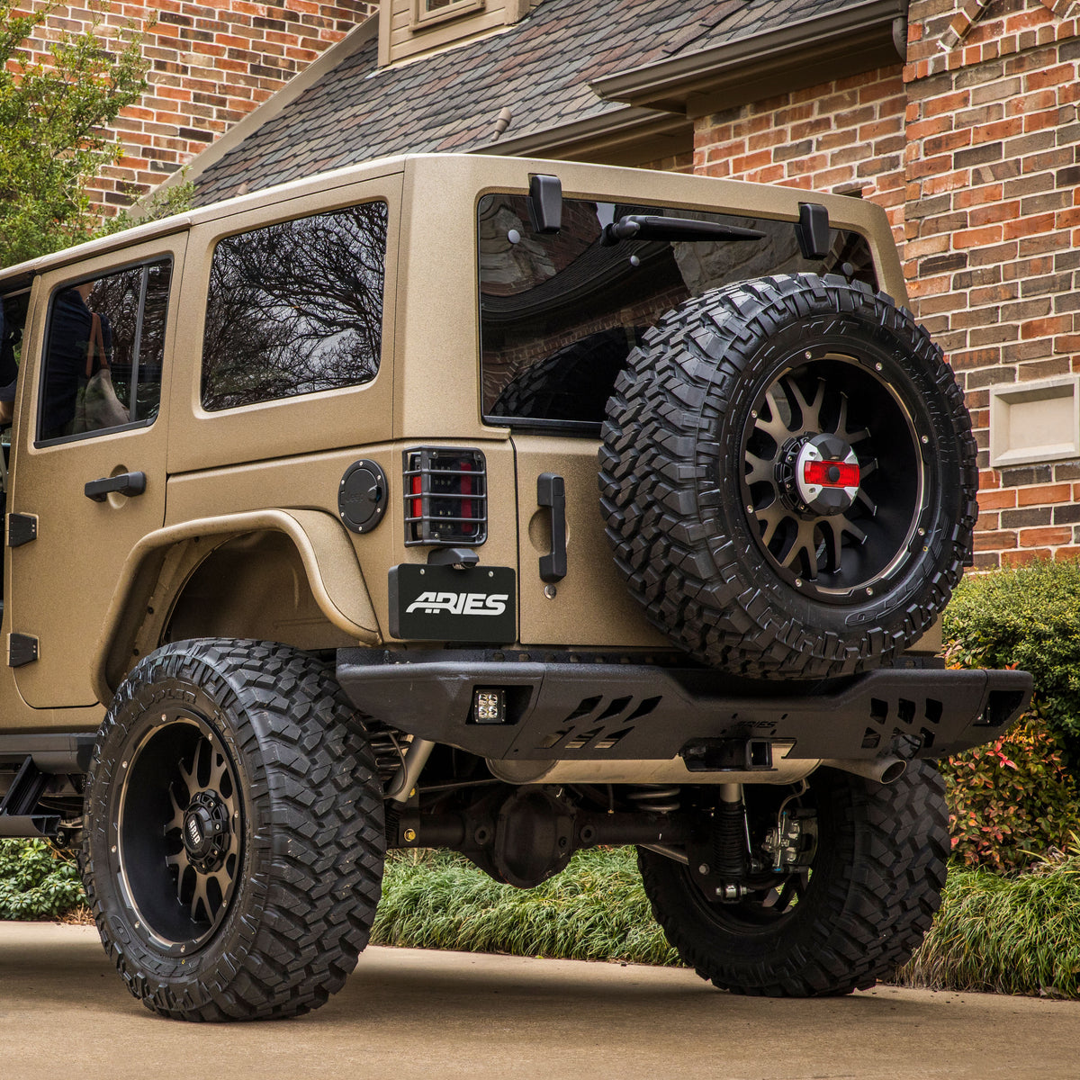 ARIES TrailChaser Jeep Wrangler JK Aluminum Rear Bumper with LED Lights, 2018 Jeep Wrangler