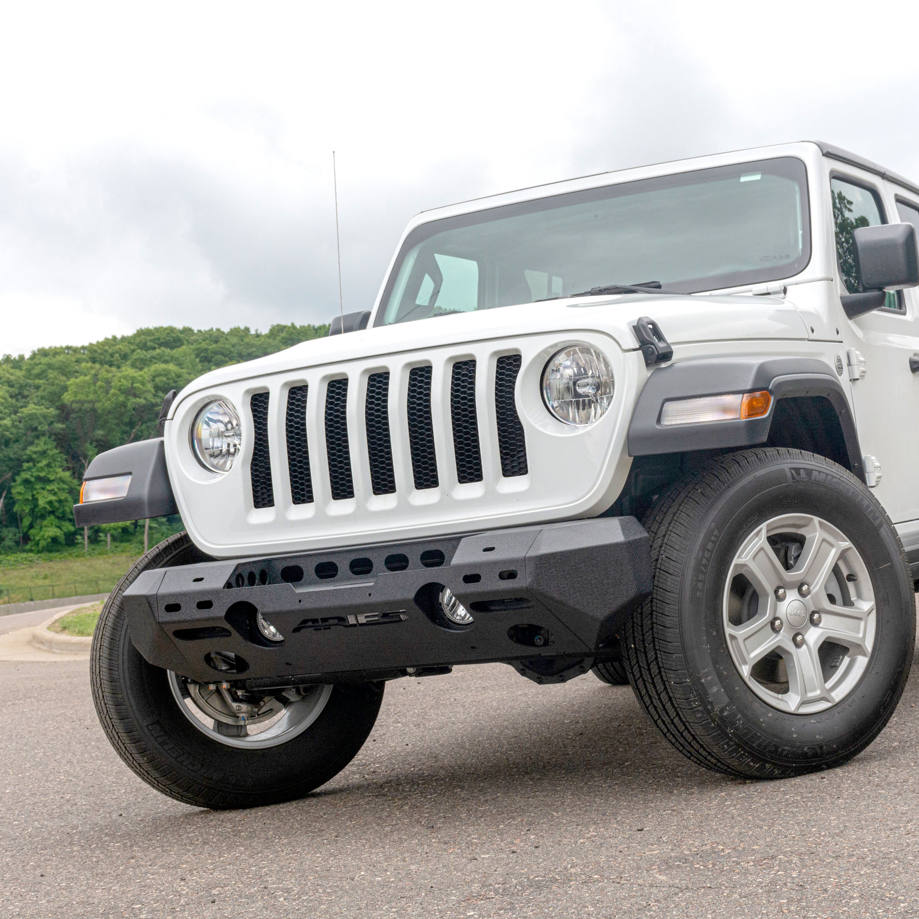 ARIES TrailChaser Jeep Wrangler JL, Gladiator Aluminum Front Bumper (Option 6), 2018-2026 Jeep Wrangler, 2020-2026 Jeep Gladiator