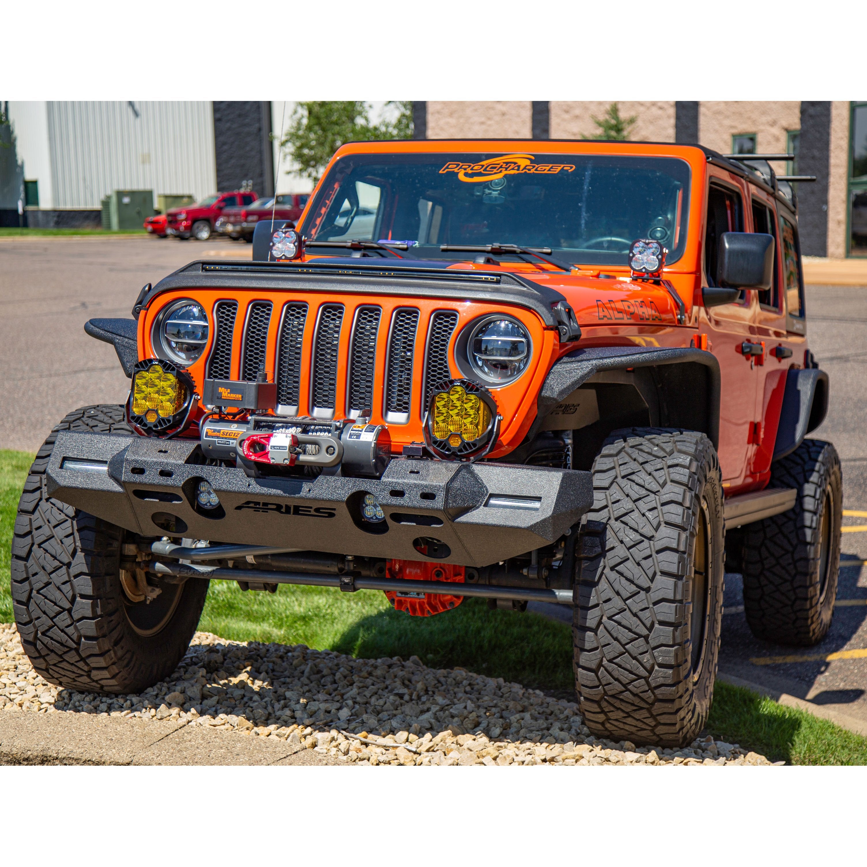 ARIES TrailChaser Jeep Wrangler JL, Gladiator Aluminum Front Bumper (Option 7), 2018-2026 Jeep Wrangler, 2020-2026 Jeep Gladiator